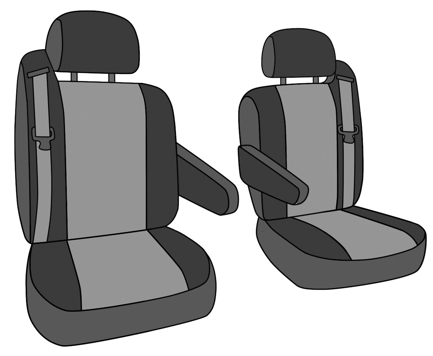 CalTrend Front Bucket Seat Covers for 2002-2004 Chevrolet Avalanche 1500/2500 - Durable Cordura Fabric in Black with Black Trim | Perfect for Off-Roading, Work Trucks & Daily Driving