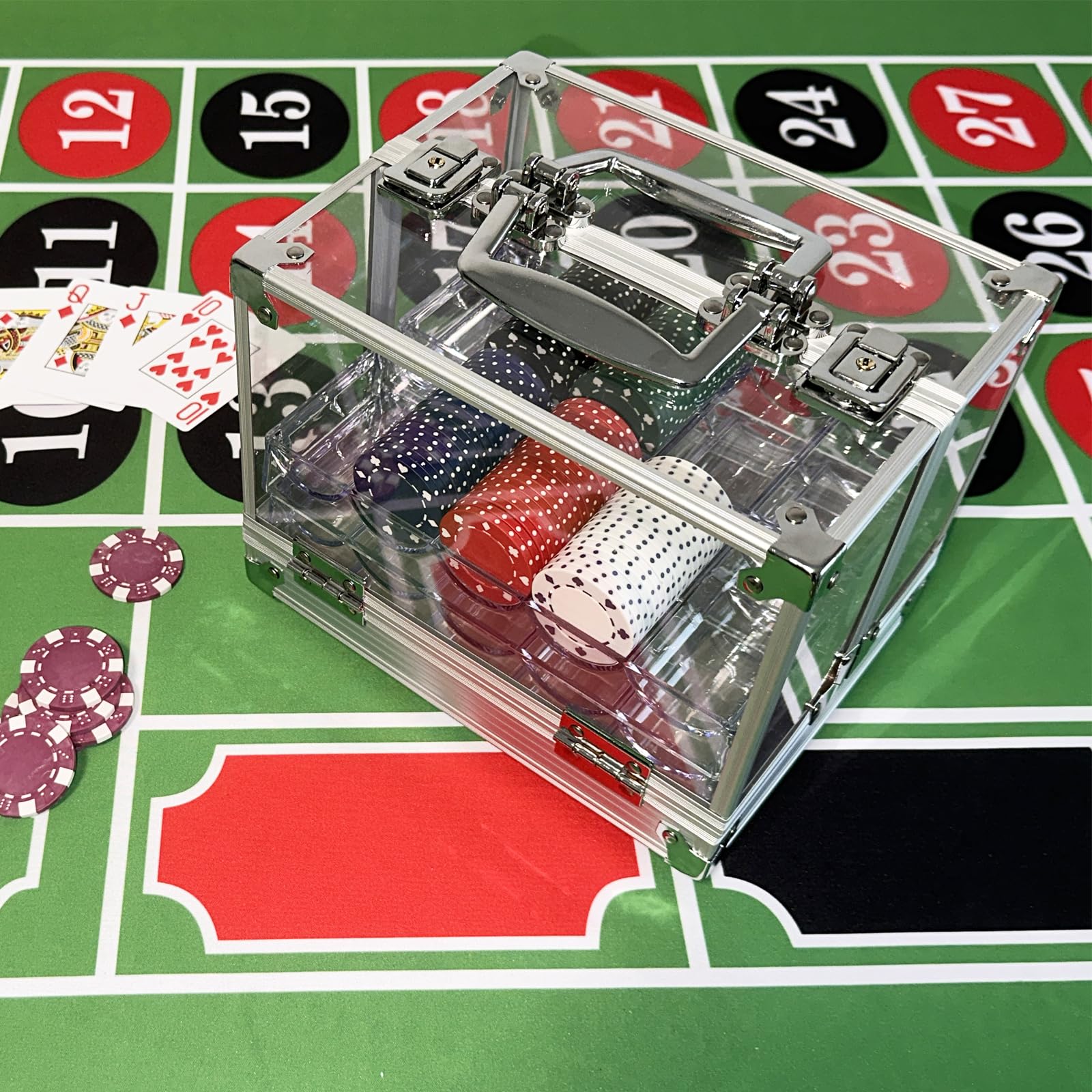 SEETOOOGAMES 600pcs Acrylic Poker Chip Case with 6 Trays - Durable Casino Chips Carrier for Texas Hold'em, Blackjack & Home Game Nights | Perfect for Poker Tournaments, Casino Parties & Game Room Storage