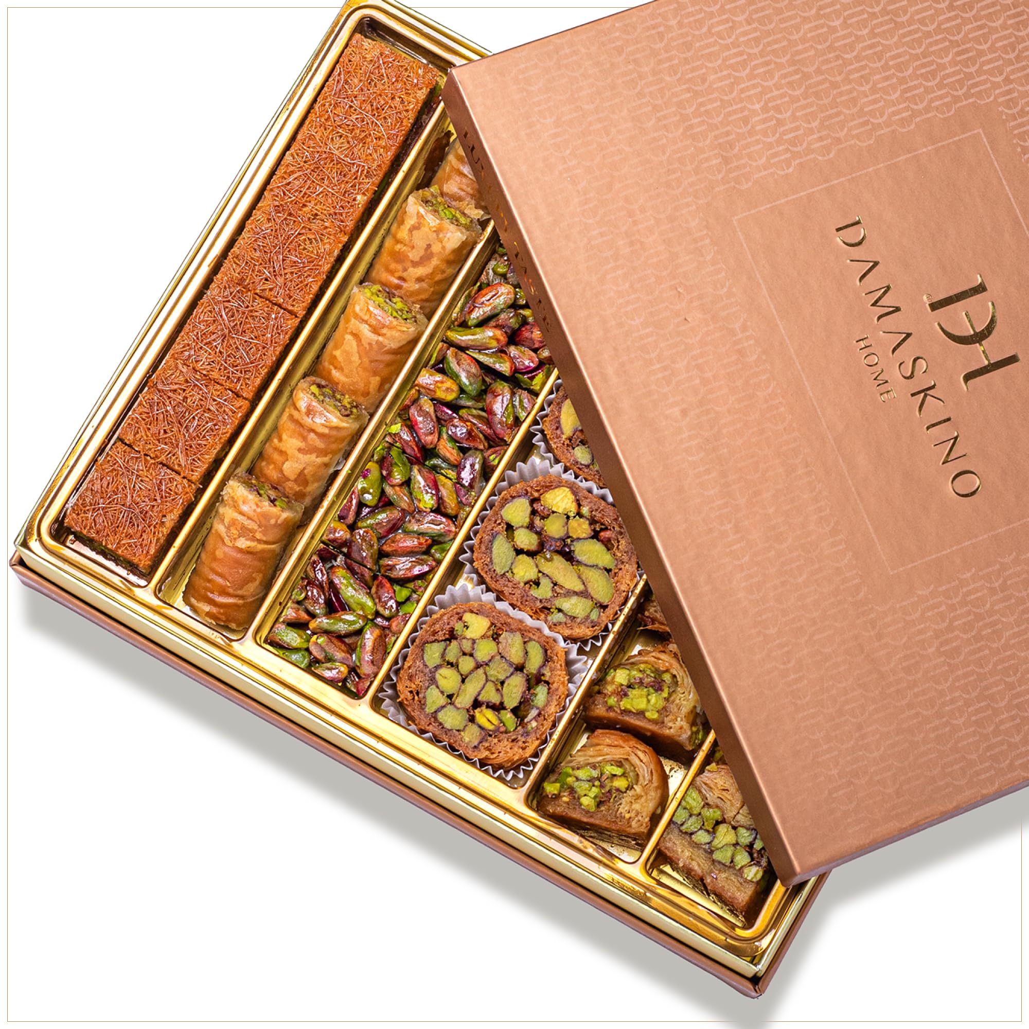 Premium Turkish Baklava Gift Box 1.2lbs (33 Pieces) - Authentic Middle Eastern Sweets with Pistachio & Kunefe - Phyllo Dough & Katafi Pastry - Perfect for Holidays, Gifts & Dessert Parties
