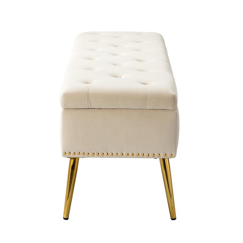Lenore Upholstered Storage Bench with Cushion Seat - Modern Upholstered Ottoman for Bedroom, Living Room & Entryway - Multi-Functional Storage Furniture for Home Organization