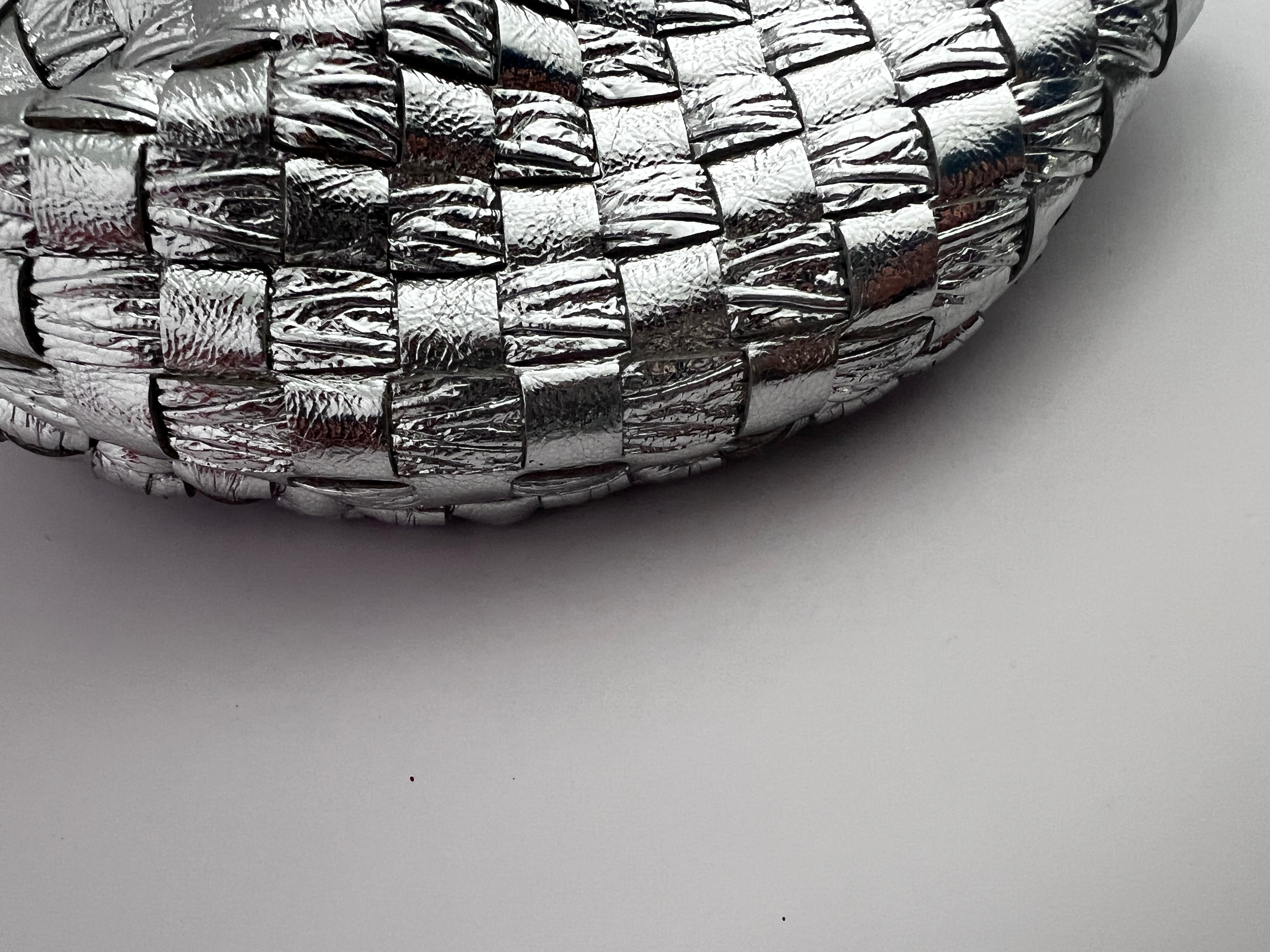 Bottega Veneta Metallic Silver Mini Jodie Bag - Luxury Crossbody Purse for Women, Perfect for Evening Parties & Date Nights