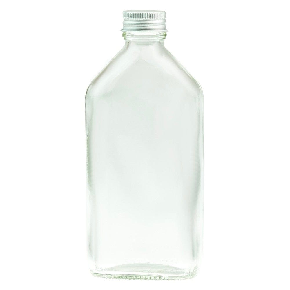 Clear Glass Oval Bottle with Silver Lid - 200ml Airtight Essential Oil Container for DIY, Travel & Home Storage | Perfect for Perfume, Liquor & Beauty Products