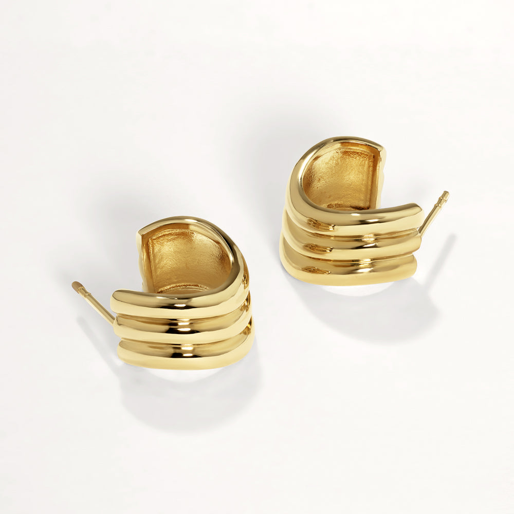 Gold Triple Wave Hoop Earrings for Women - Trendy Boho Chic Jewelry for Everyday Wear & Special Occasions