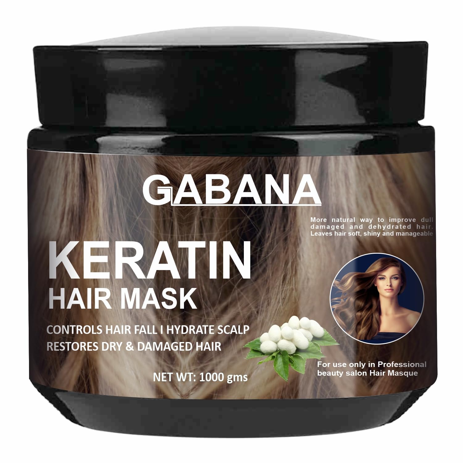 GABANA Keratin Hair Mask for Hair Fall Control - 1000g Deep Conditioning Treatment for Frizzy, Dry & Damaged Hair | Promotes Hair Growth & Smoothness | Perfect for Salon-Quality Hair Care at Home