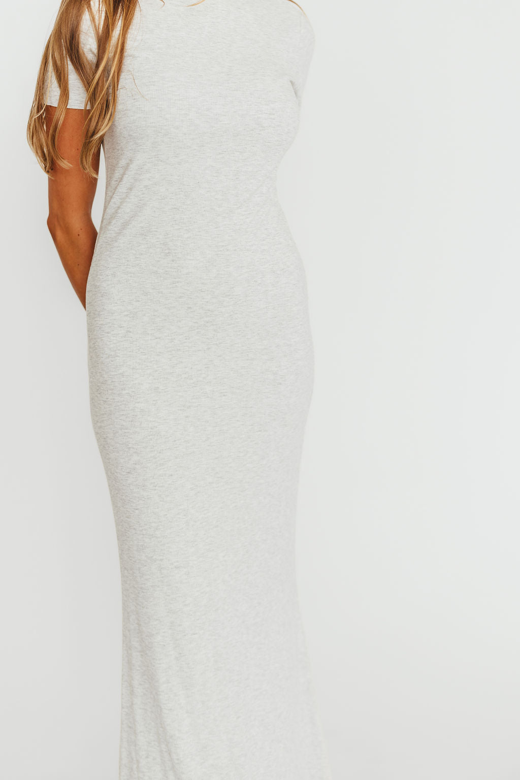 Charlie Ribbed Maxi Dress in Light Heather Grey - Bump Friendly Maternity Dress for Pregnancy & Nursing | Perfect for Casual Outings, Baby Showers & Summer Vacations