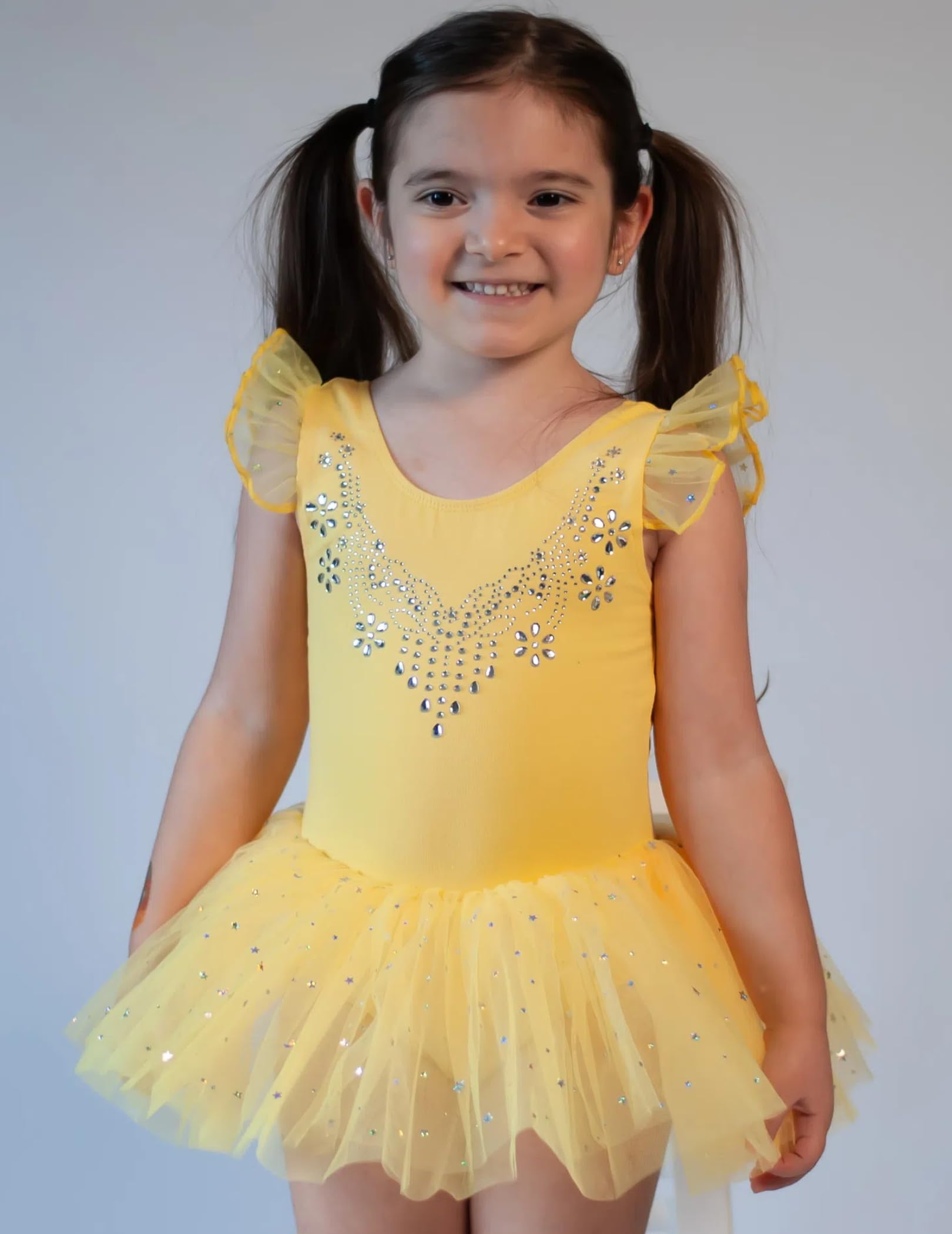 Zaclotre Girls Ballet Leotard with Ruffle Sleeves & Shiny Tutu Skirt - Dance Costume for Ballet, Recital, Competition & Performance - Perfect for Toddler Ballerinas Ages 3-8