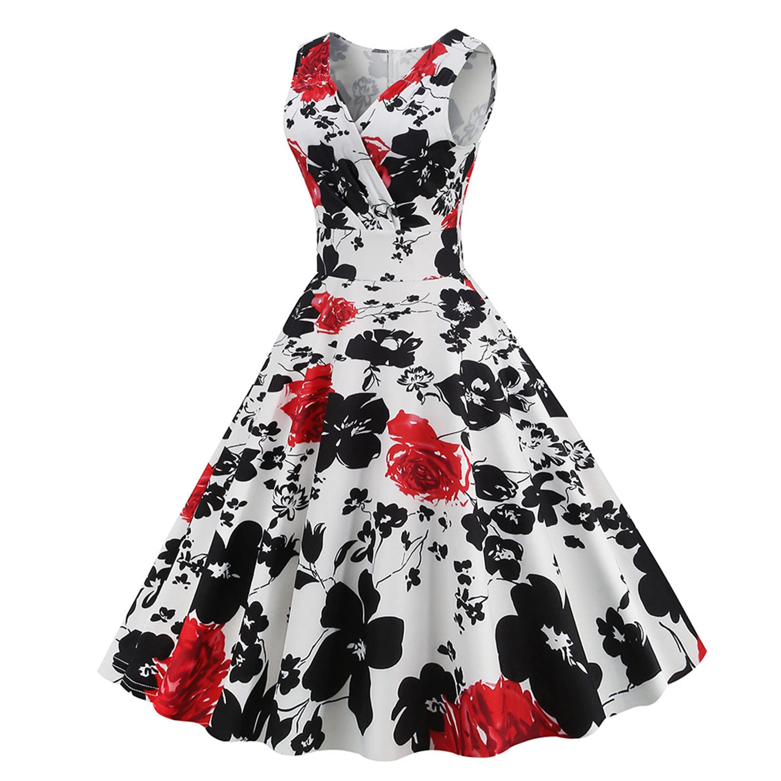 Vintage Floral A-Line Dress for Women - Sleeveless Summer Swing Dress for Wedding Guest, Cocktail Party & Special Occasions | Perfect for Garden Parties, Bridal Showers & Date Nights