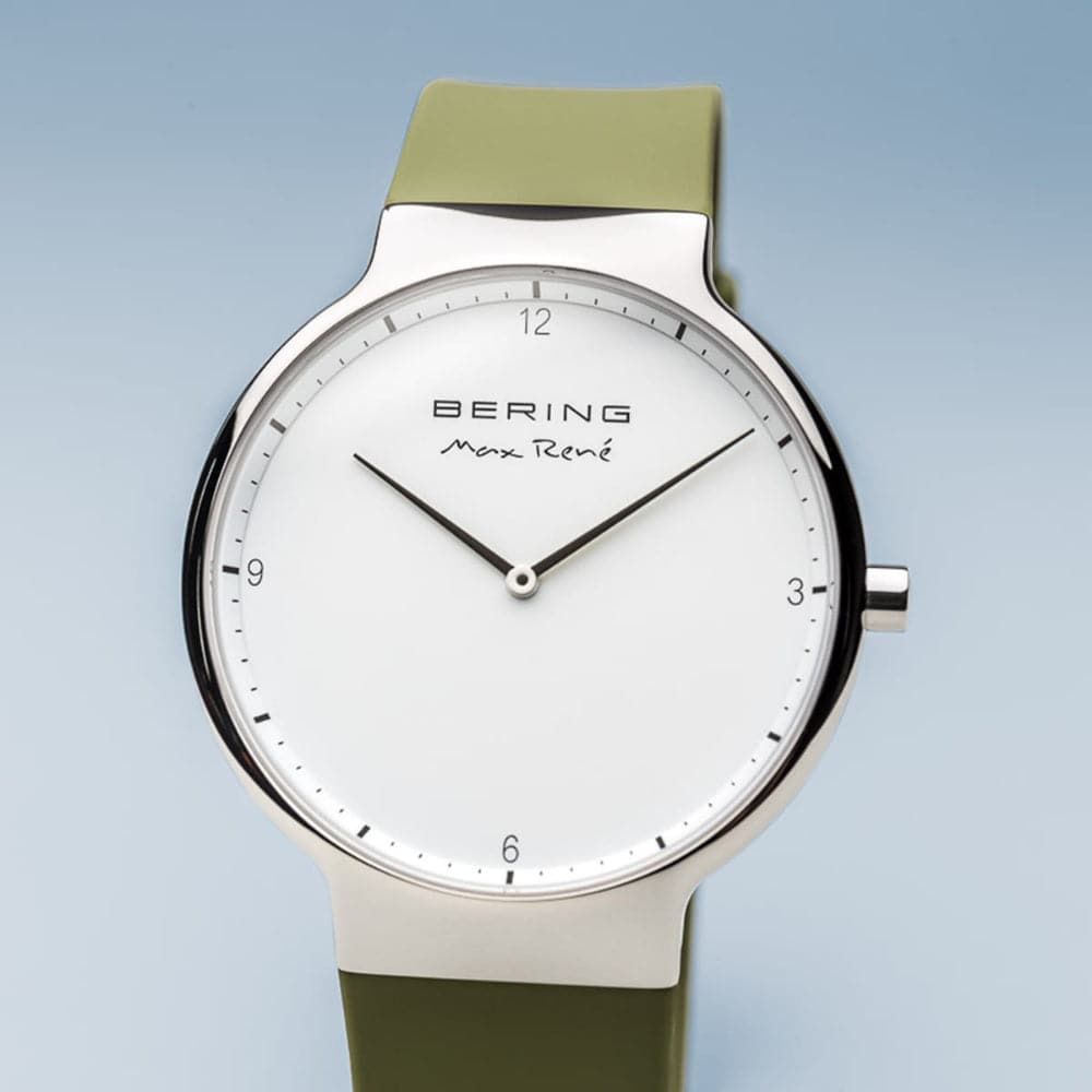 BERING Max Rene 15540-800 Green Silicone Men's Watch - Waterproof Sports Watch for Outdoor Activities & Casual Wear
