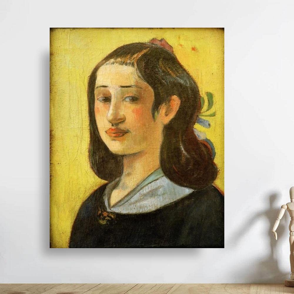 AMANUO Felix Vallotton Hand Painted Oil Painting Reproduction - 28x36 Inch (70x90 cm) Stretched Canvas Wall Art - Torso with Blue Fabric Portrait (J1201) for Living Room, Bedroom & Office Decor