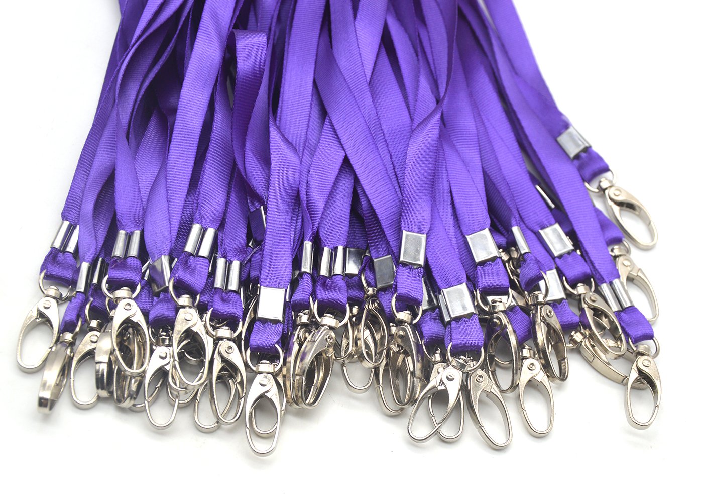 Purple Nylon Lanyards 50Pcs with Swivel Hooks - for ID Badges & Keys