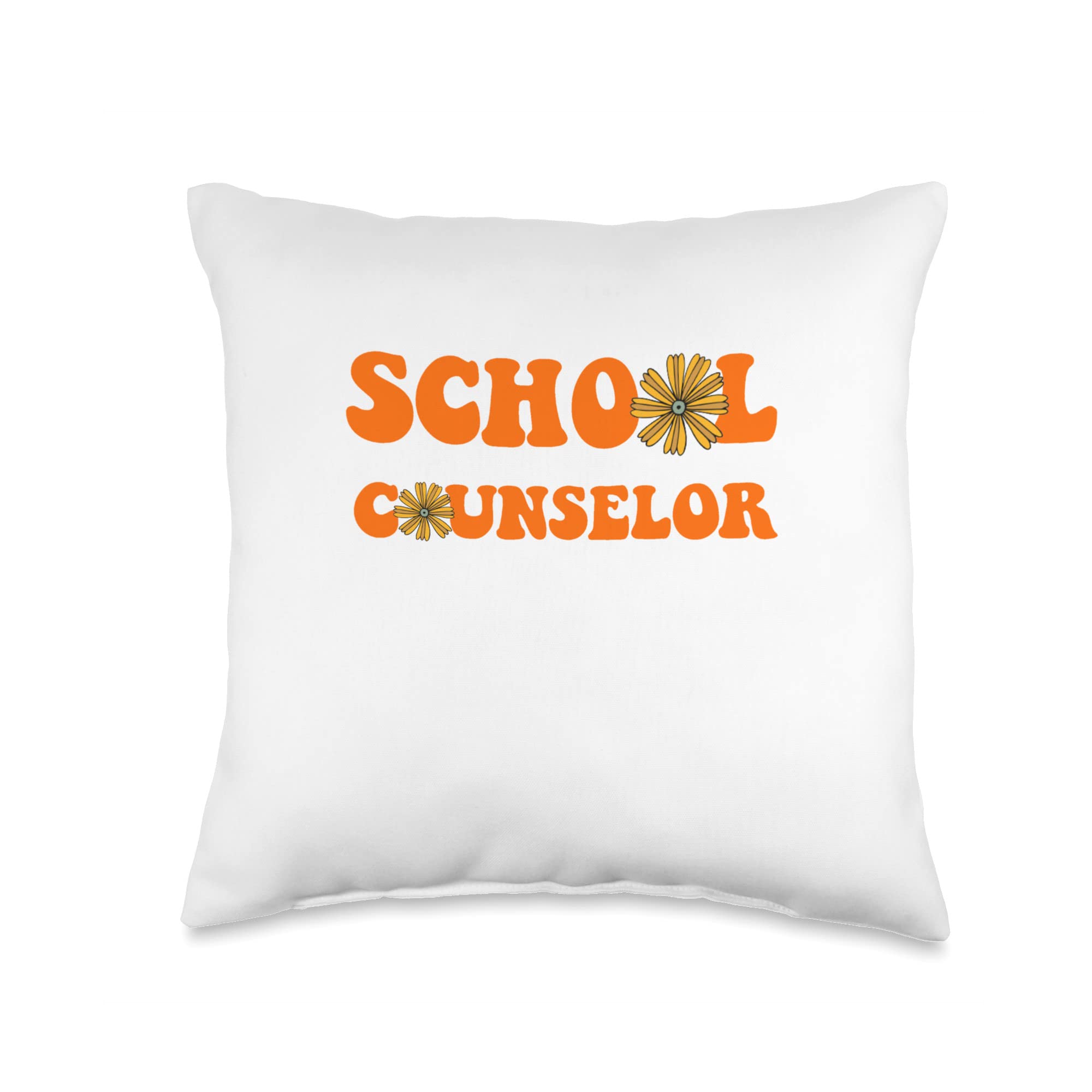 Groovy School Counselor Apparel & Throw Pillow - 16x16 Inch Multicolor Decorative Pillow for Counselor Office, Classroom Decor, Teacher Gifts & Back to School Supplies