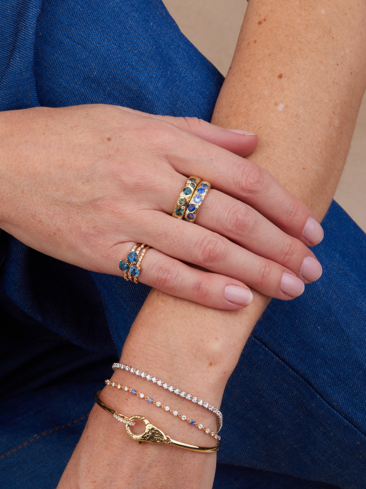 Starry Ocean Blue Ring for Women - Elegant Silver Wave Design Jewelry - Perfect for Beach Weddings, Date Nights & Gifts