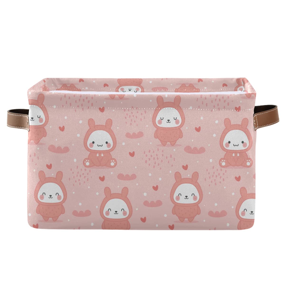 Collapsible Bunny Rabbit Rectangle Storage Basket - Waterproof Nursery Toy Bin for Books, Clothes & Home Organization | Perfect for Kids' Room, Closet Shelves & Bedroom Decor