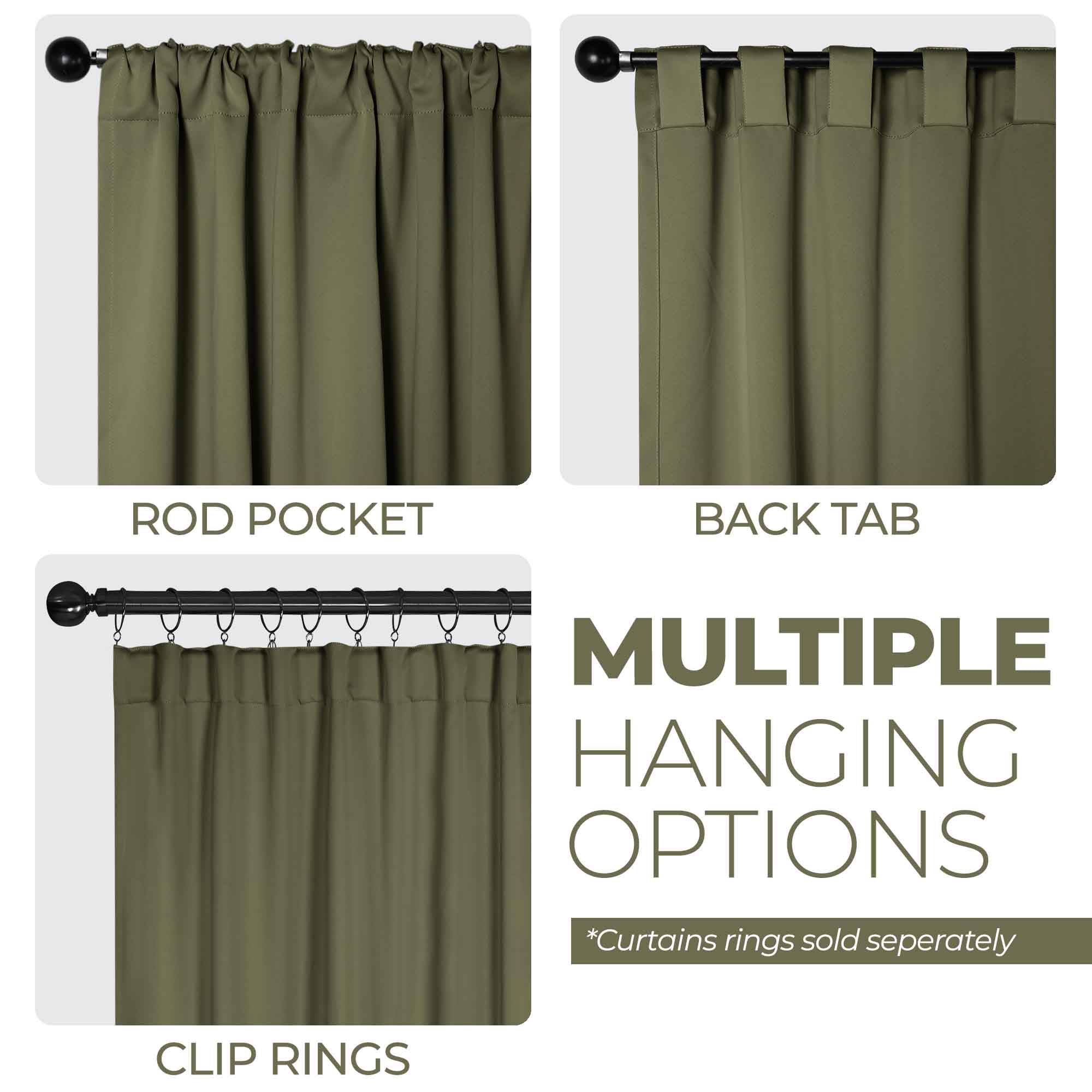 Blackout Curtains for Bedroom - Solid Room Darkening Back Tabs Window Drapes, Set of 2 Panels - Perfect for Nursery, Home Theater & Light Sleepers