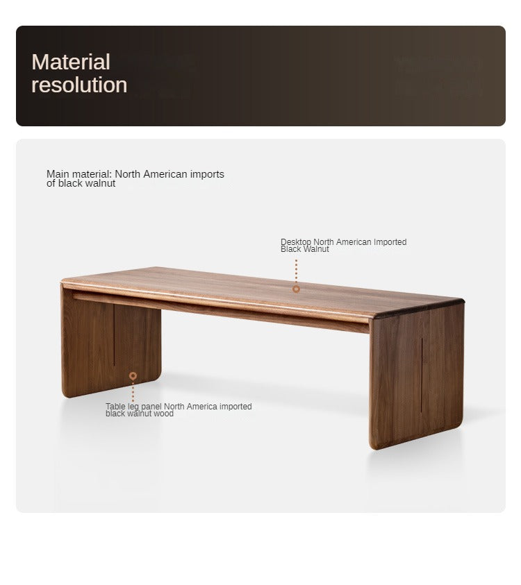 Premium Black Walnut Solid Wood Modern Coffee Table - Mid-Century Style Living Room Furniture for Home & Office Decor