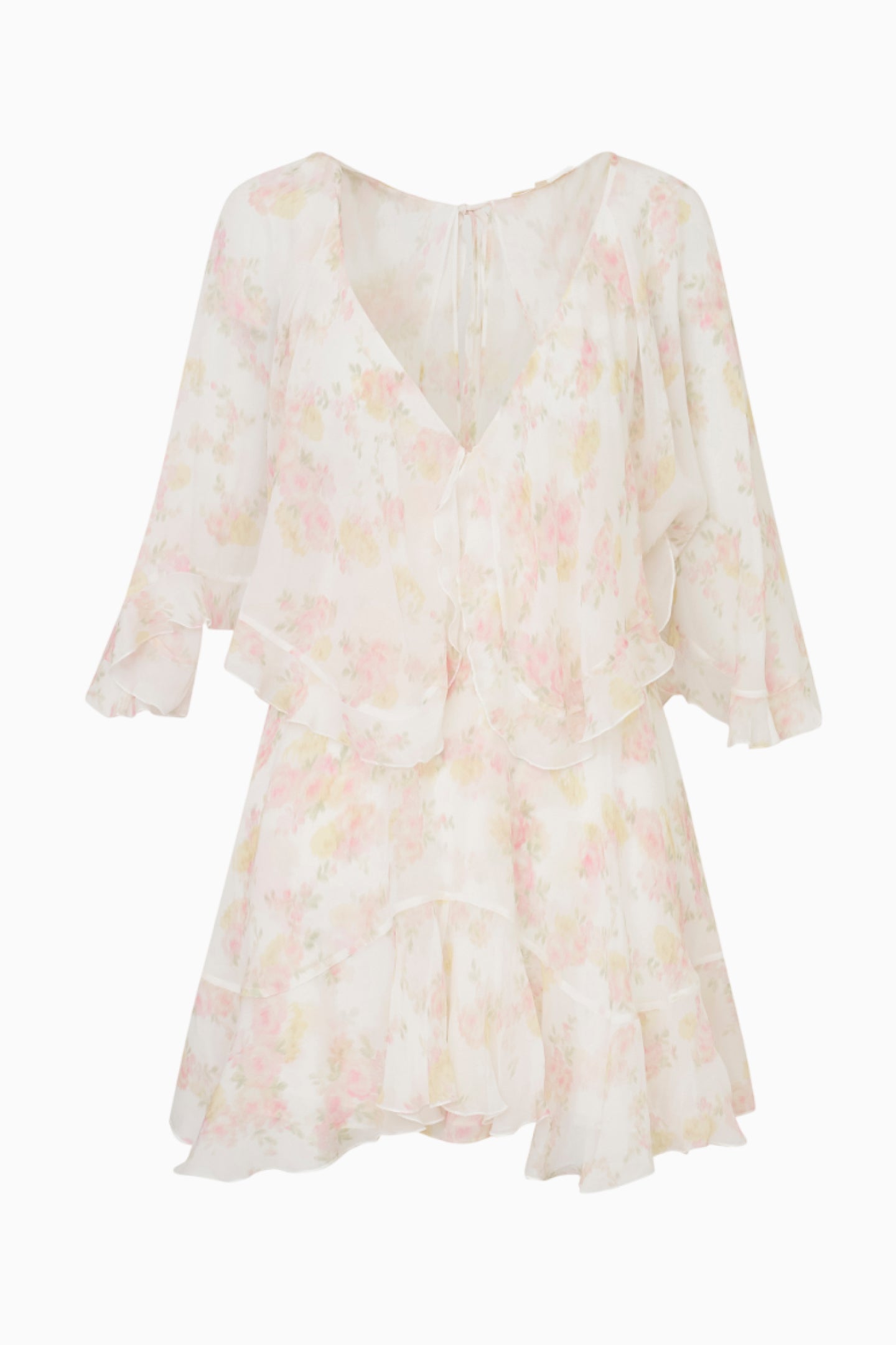 Avaline Floral Chiffon Mini Dress - Women's Summer Party Cocktail Dress for Wedding, Vacation & Date Night