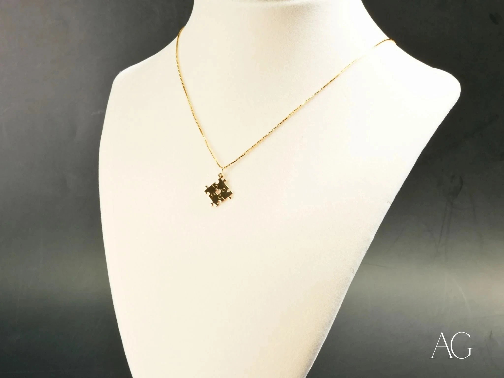 Golden Puzzle Autism Awareness Necklace - Symbol of Support & Hope for Autism Awareness Month, Special Needs Gifts, Jewelry for Parents & Caregivers - Perfect for Fundraisers, Daily Wear & Advocacy Events