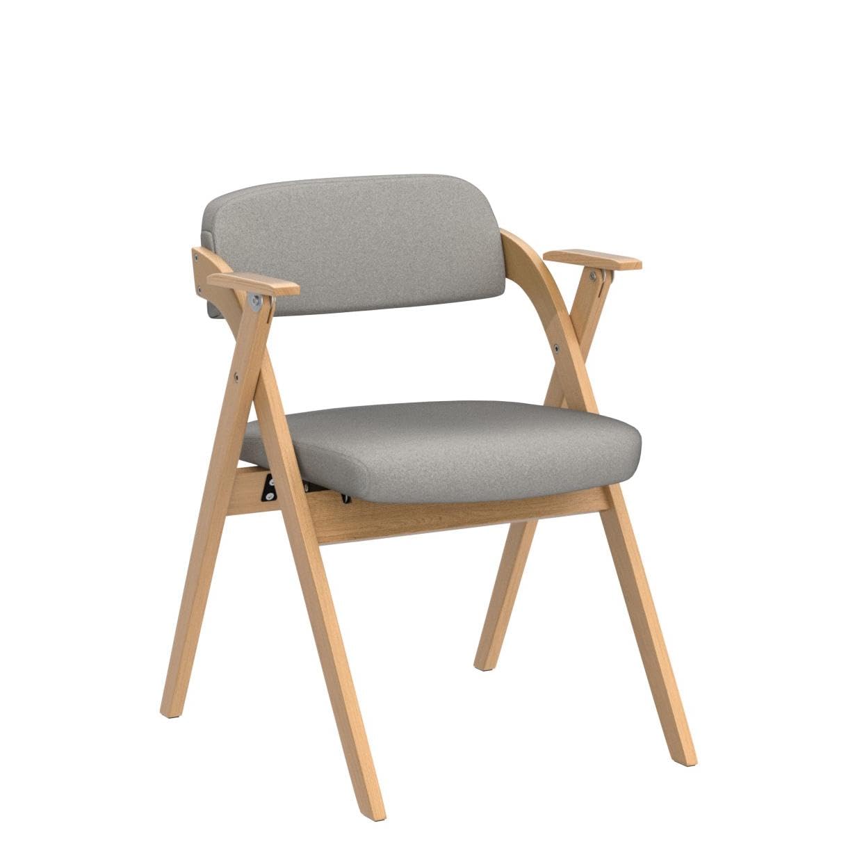 HOMEFUN 2-Pack Wooden Folding Chairs with Armrests & Padded Seats - Stackable Space-Saving Dining Chairs for Kitchen, Office, Wedding, Party & Guest Seating (Gray) - Perfect for Indoor & Outdoor Events, Home Decor & Compact Living Spaces