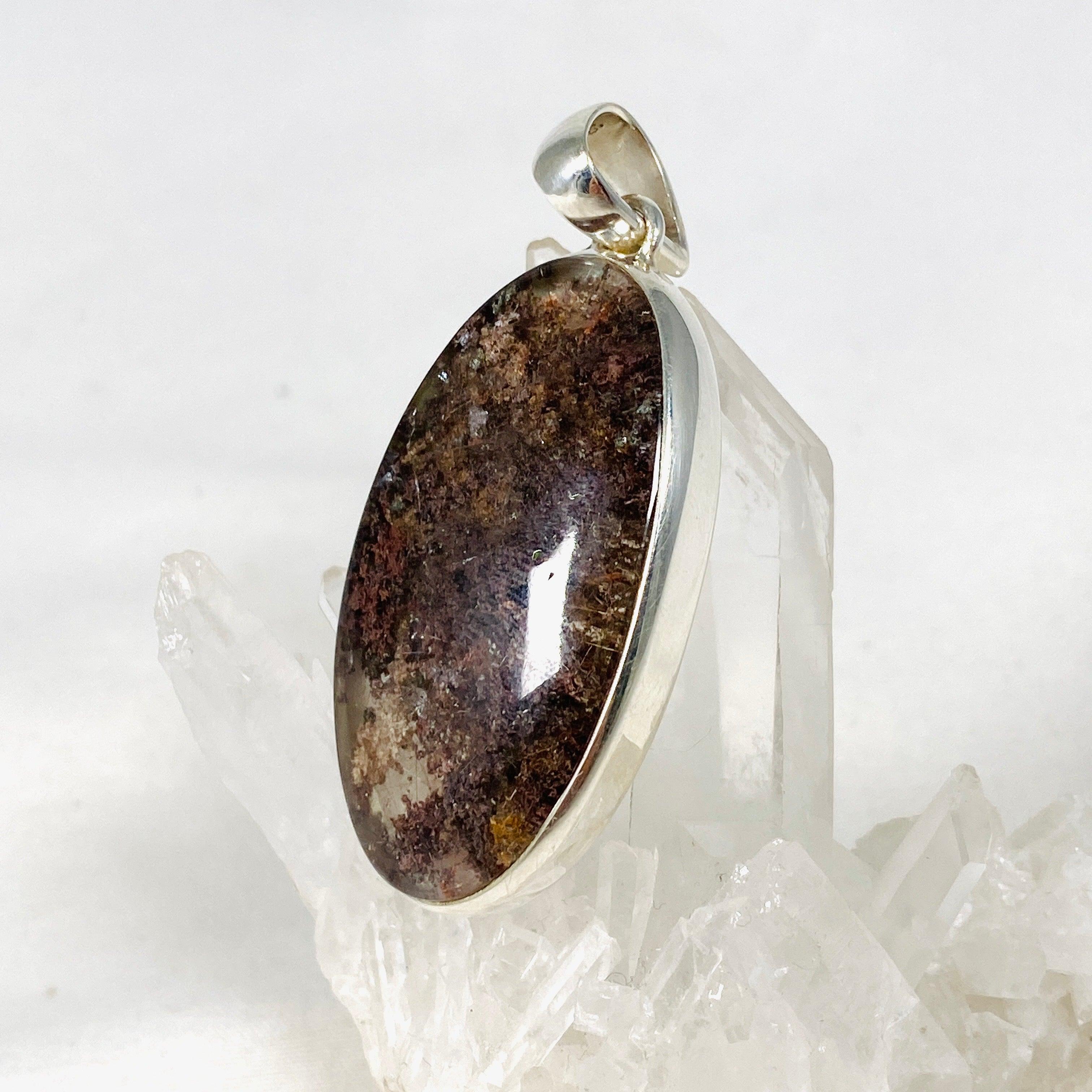 Lodolite Garden Quartz Oval Pendant PPGJ630 - Natural Crystal Jewelry for Healing, Meditation & Spiritual Energy - Perfect for Reiki, Chakra Balancing & Gift Giving