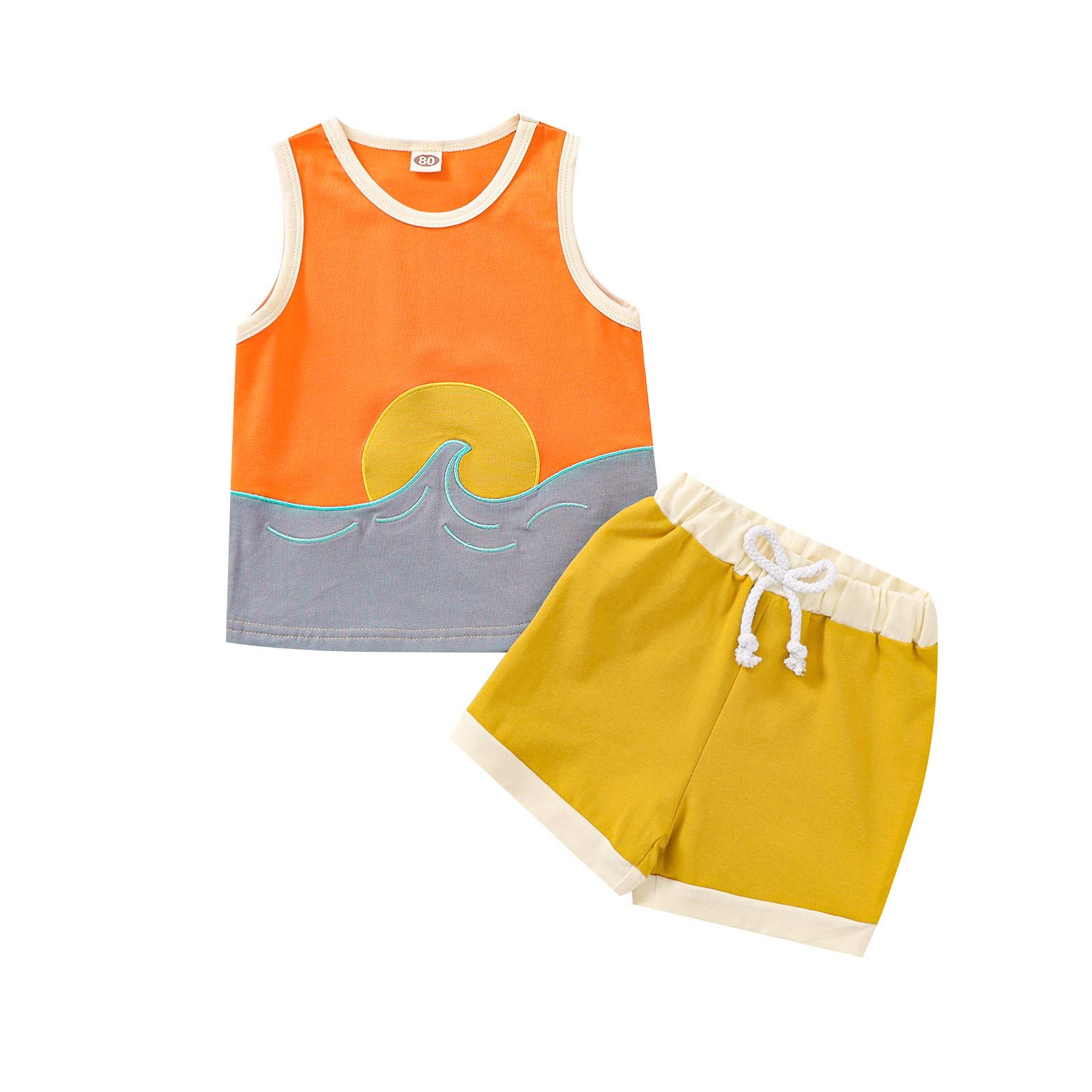 **Anime Baby Clothes - Newborn Infant Summer Outfit for Girls & Boys - Cute Printed Vest Top & Shorts Set - Trendy Yellow Beachwear for Toddlers - Perfect for Playtime, Vacation & Photo Shoots**