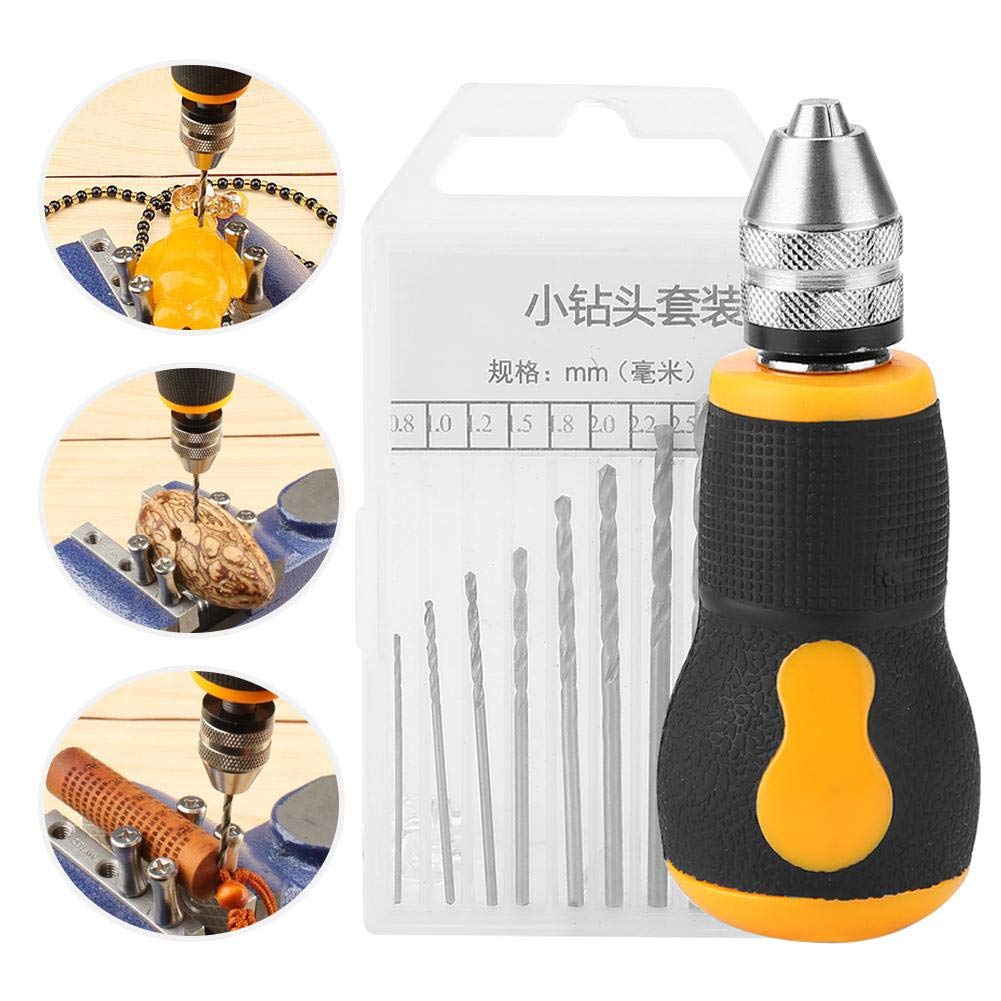 **Mini Hand Drill Set with 10 Drill Bits (0.8-3.0mm) - Portable Micro Drill Tool for DIY, Jewelry Making, Woodworking & Craft Projects**