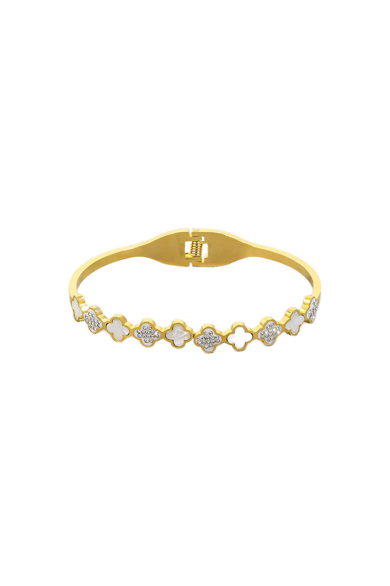 Clover Bangle Bracelet - Elegant Four Leaf Clover Charm Jewelry for Women - Perfect for Gifts, Parties & Everyday Wear