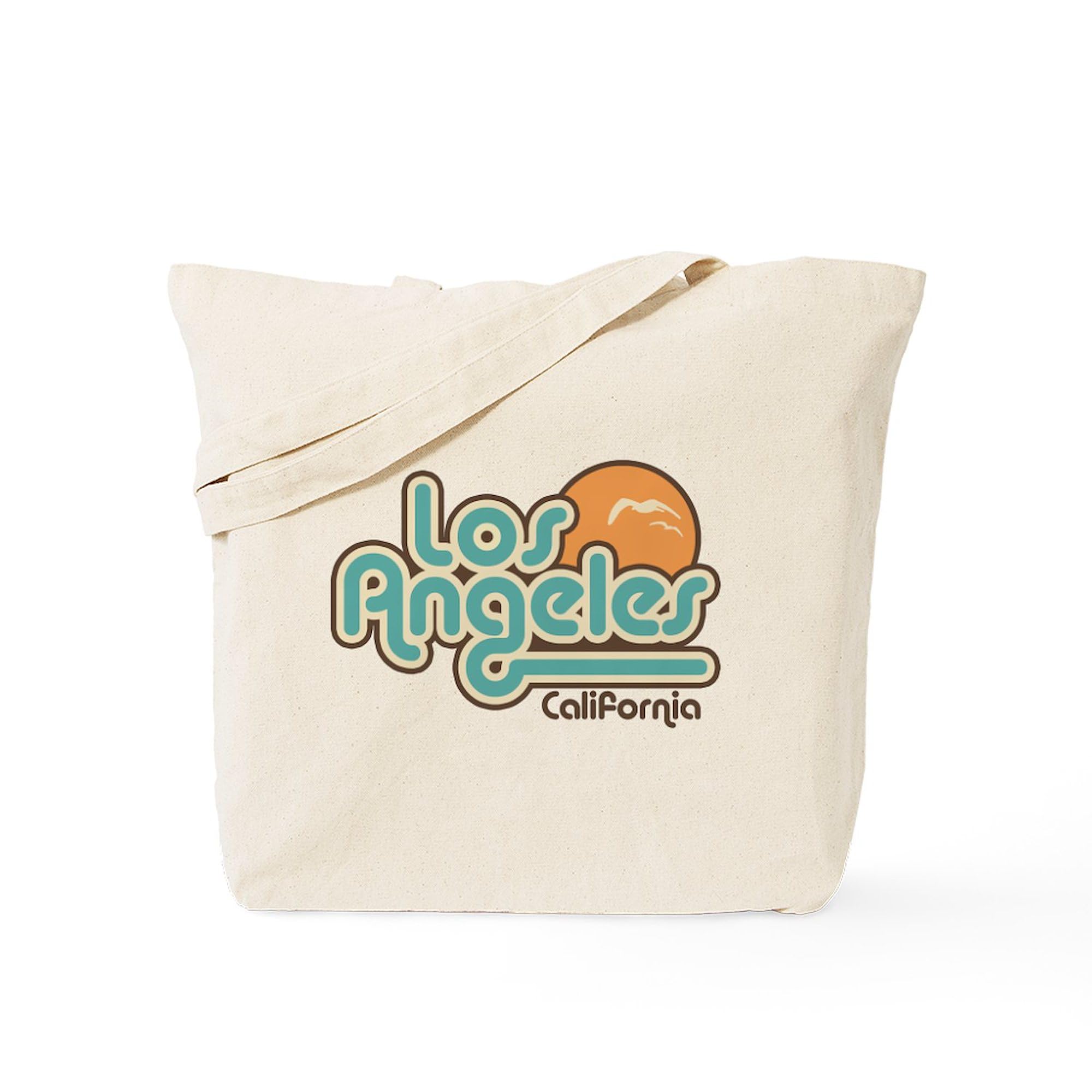 Los Angeles California Tote Bag - Natural Canvas Reusable Shopping Bag with Print | Eco-Friendly Grocery Bag for Beach, Market & Travel