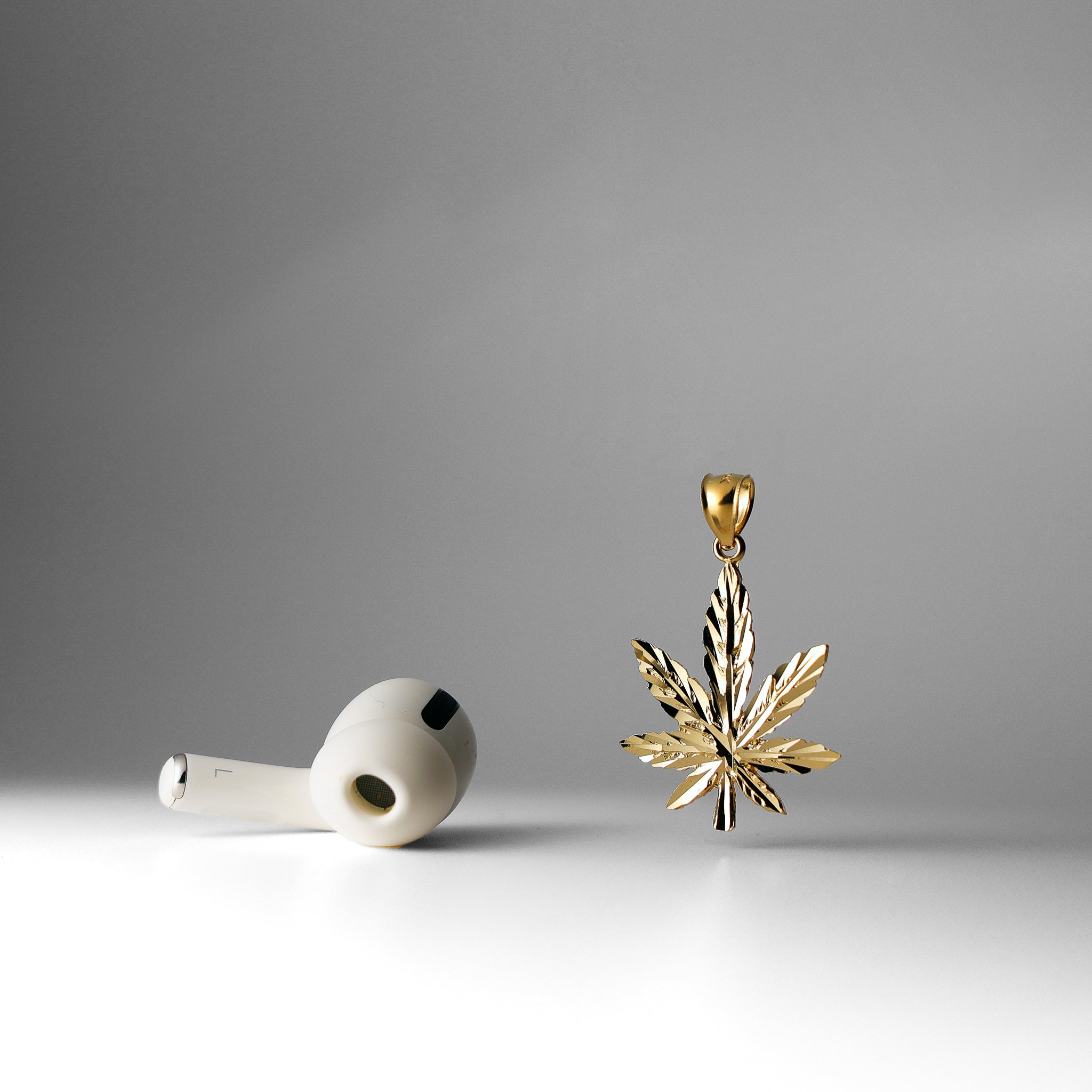 14K Gold Large Marijuana Leaf Pendant Necklace - Model 1569 | Trendy Cannabis Jewelry for Women & Men | Perfect for 420 Celebrations, Festivals & Boho Fashion