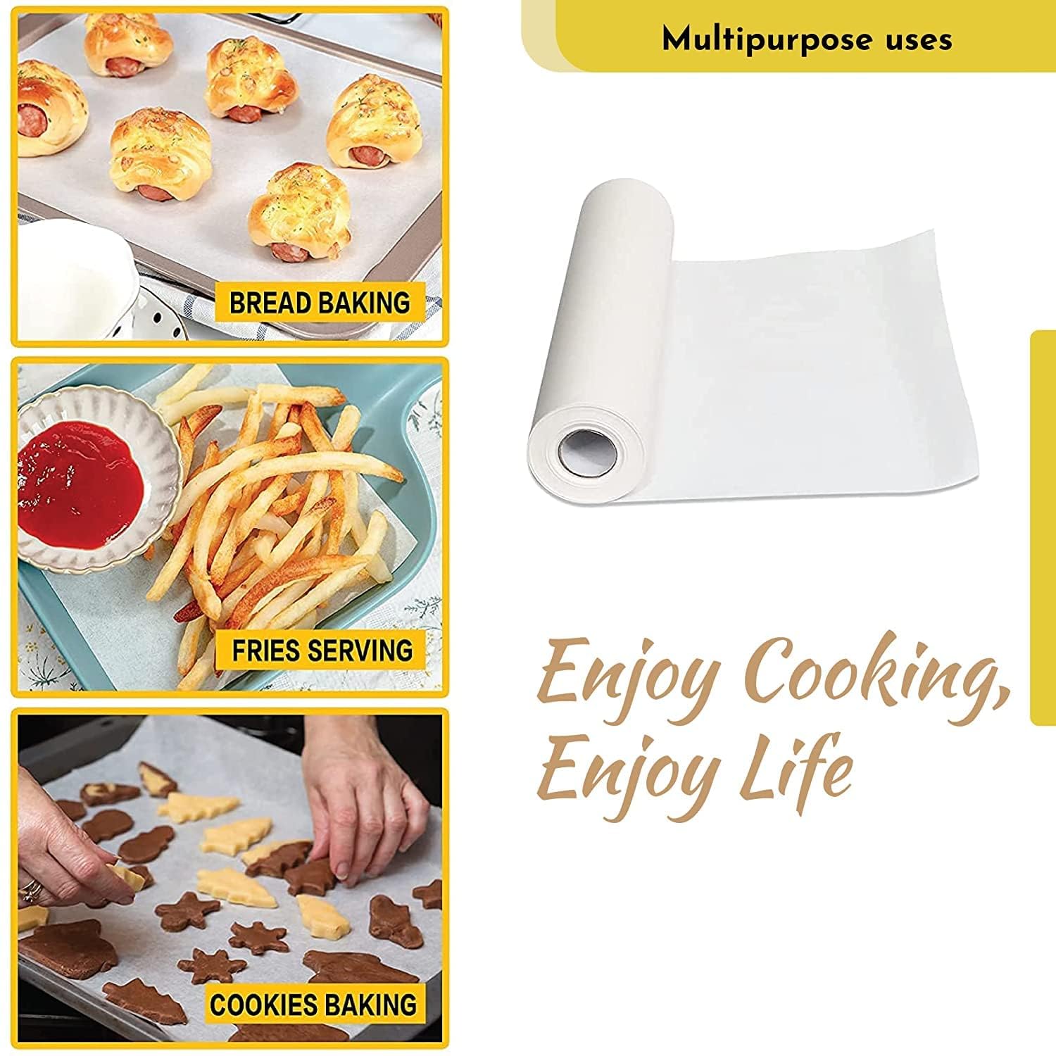 Non-Stick Parchment Baking Paper Roll - 20 Meters, Oil-Free & Heat-Resistant for Oven, Air Fryer, Cake, Sandwich, Burger, Roti - Perfect for Baking, Cooking & Food Wrapping (White, Pack of 1)