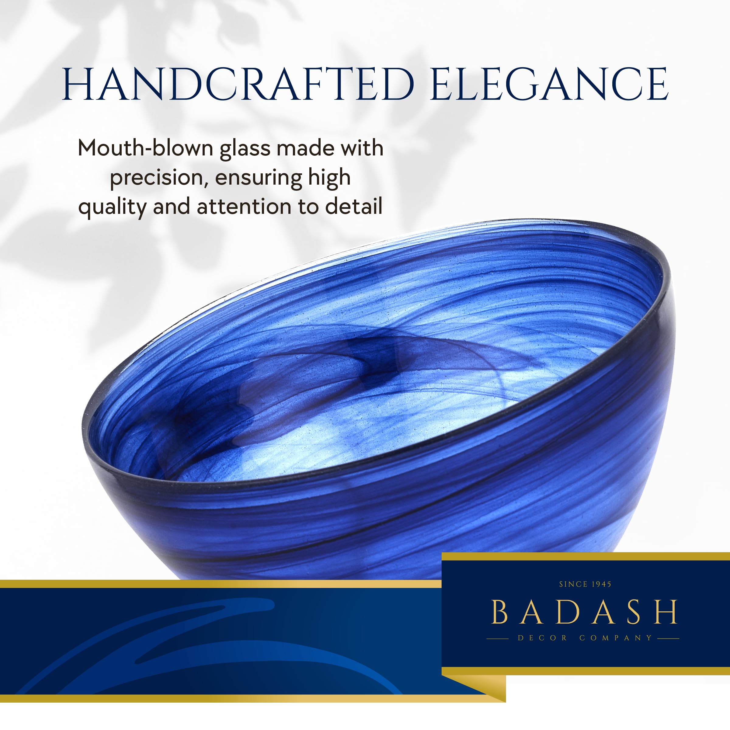 Badash 6-Inch Alabaster Glass Decorative Bowl - Perfect for Salads, Soup, Rice, Fruit, Desserts & Cereal | Elegant Cobalt Blue Serving Bowl for Dining, Entertaining & Kitchen Decor