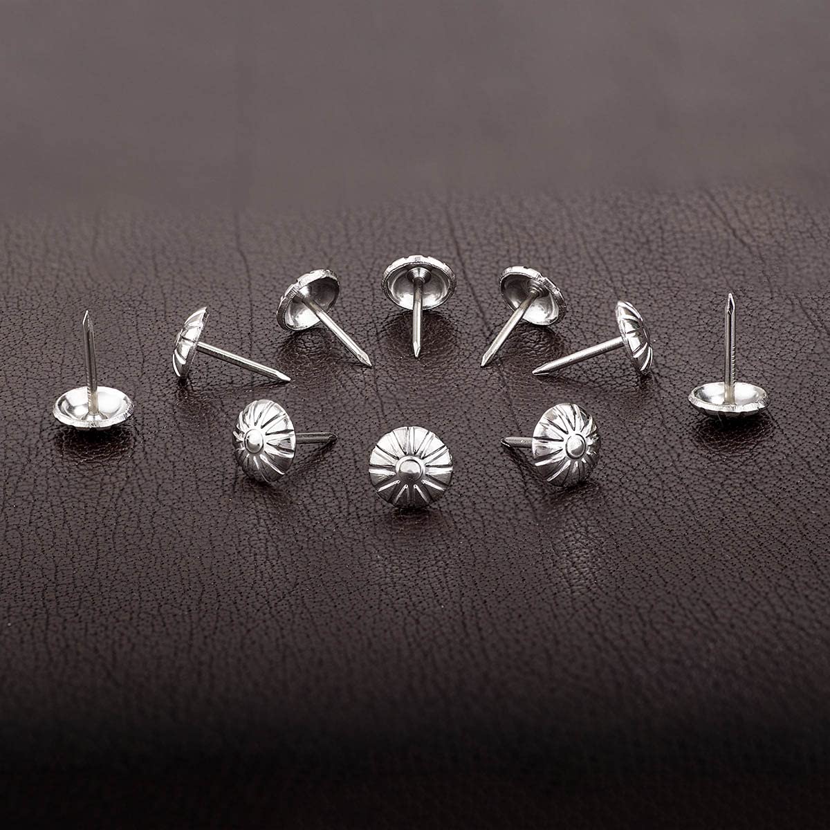 300PCS Silver Daisy Upholstery Tacks - 7/16 Inch Decorative Furniture Nails for DIY Upholstery Projects, Home Decor & Crafting - Perfect for Sofas, Chairs, Headboards & More