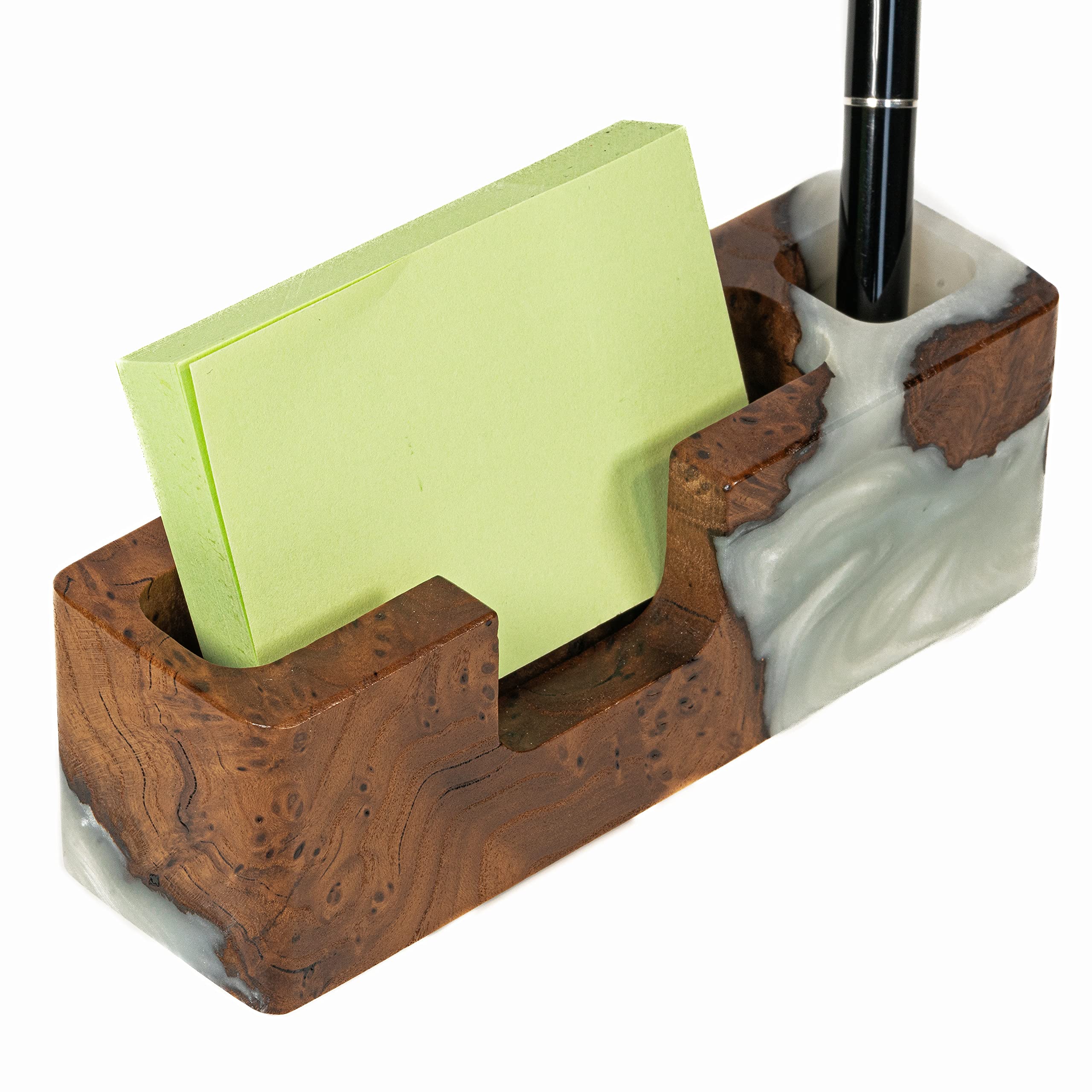 Premium Resin & Wood Office Desk Organizer Set - Unique Teacher Appreciation Gift, Graduation Gift, Administrative Professional Day Present (Platinum Set with Phone Stand & Pen/Note Holder) - Perfect for Home Office, Classroom, and Corporate Workspaces