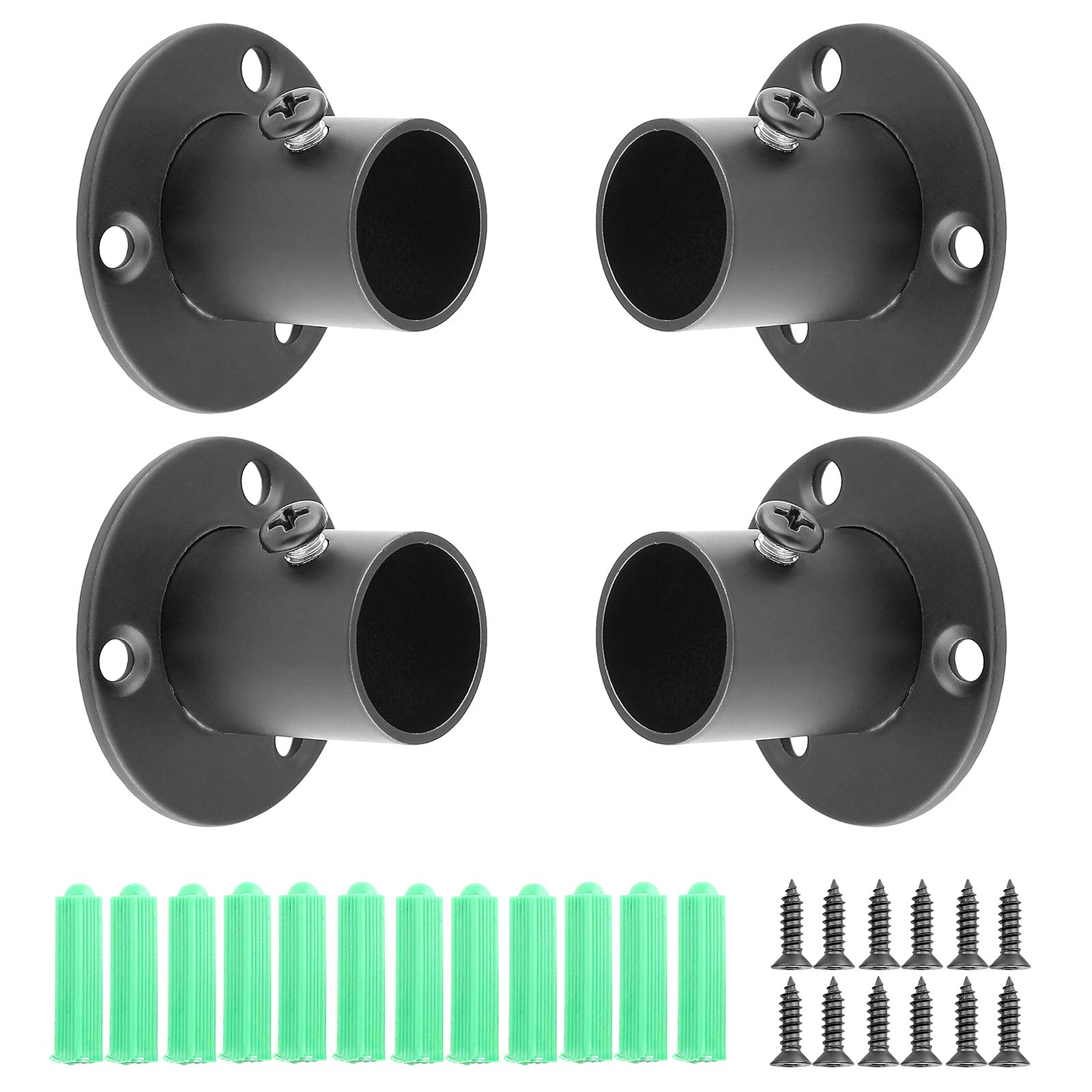 Stainless Steel Curtain Rod Brackets - 4 Pack 0.75