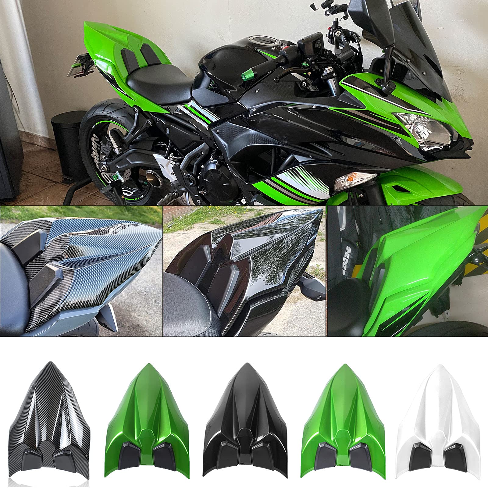 Kawasaki Z650 Ninja 650 Rear Seat Cowl Cover (2017-2024) - Black Motorcycle Passenger Pillion Tail Fairing Accessory | Perfect for Solo Riding & Bike Customization