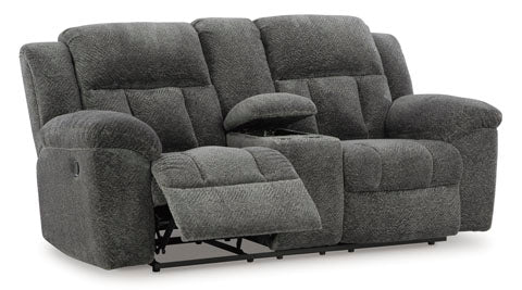 Frohn Graphite Reclining Loveseat Sofa - Modern 2-Seater Recliner with Adjustable Backrest for Living Room, Home Theater & Small Spaces
