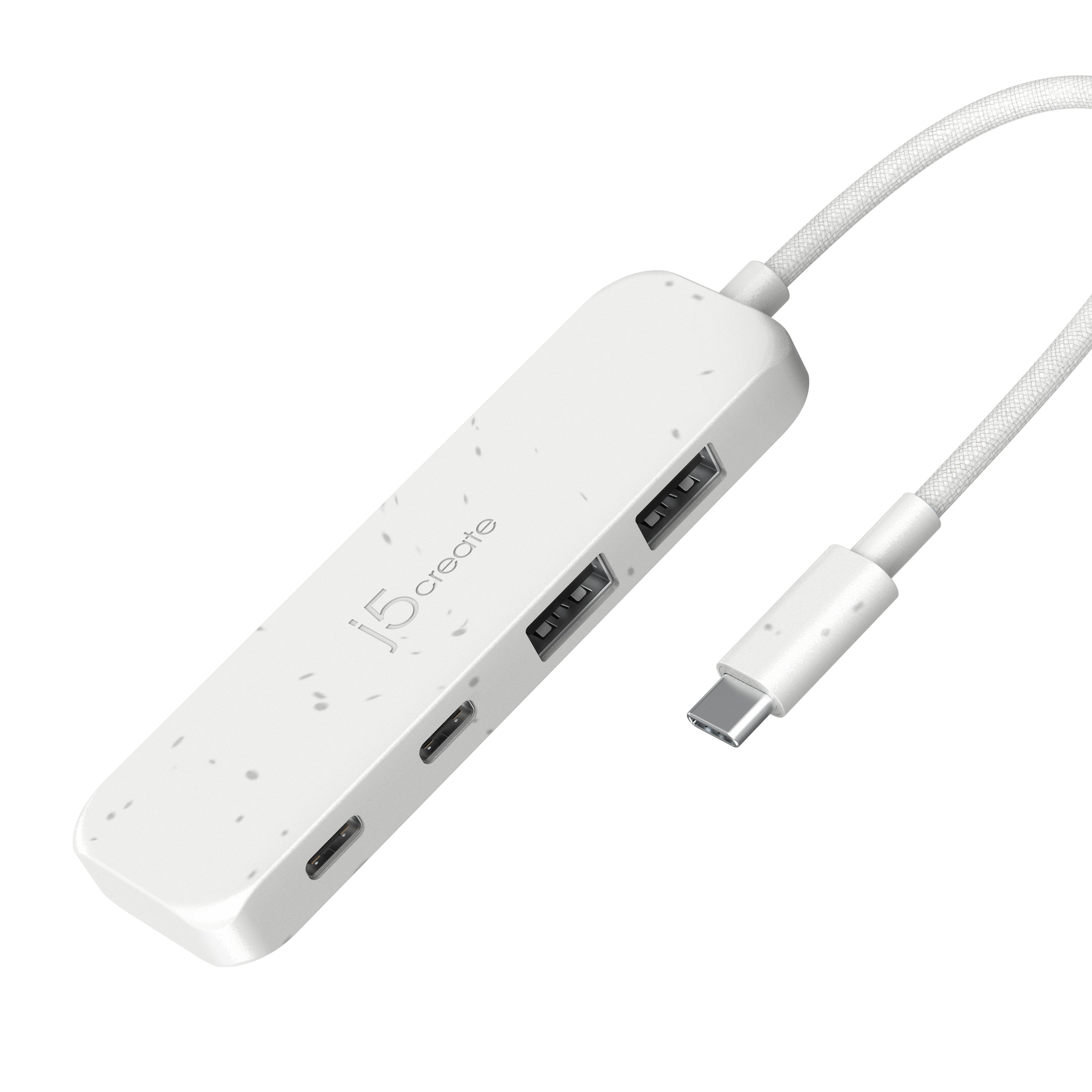 Eco-Friendly USB C Hub 4 Port - USB C to USB C & USB A 3.1 Gen 2 Adapter - Fast Data Transfer & Charging for MacBook, iPad, Laptop, Phone - Home Office & Travel Use