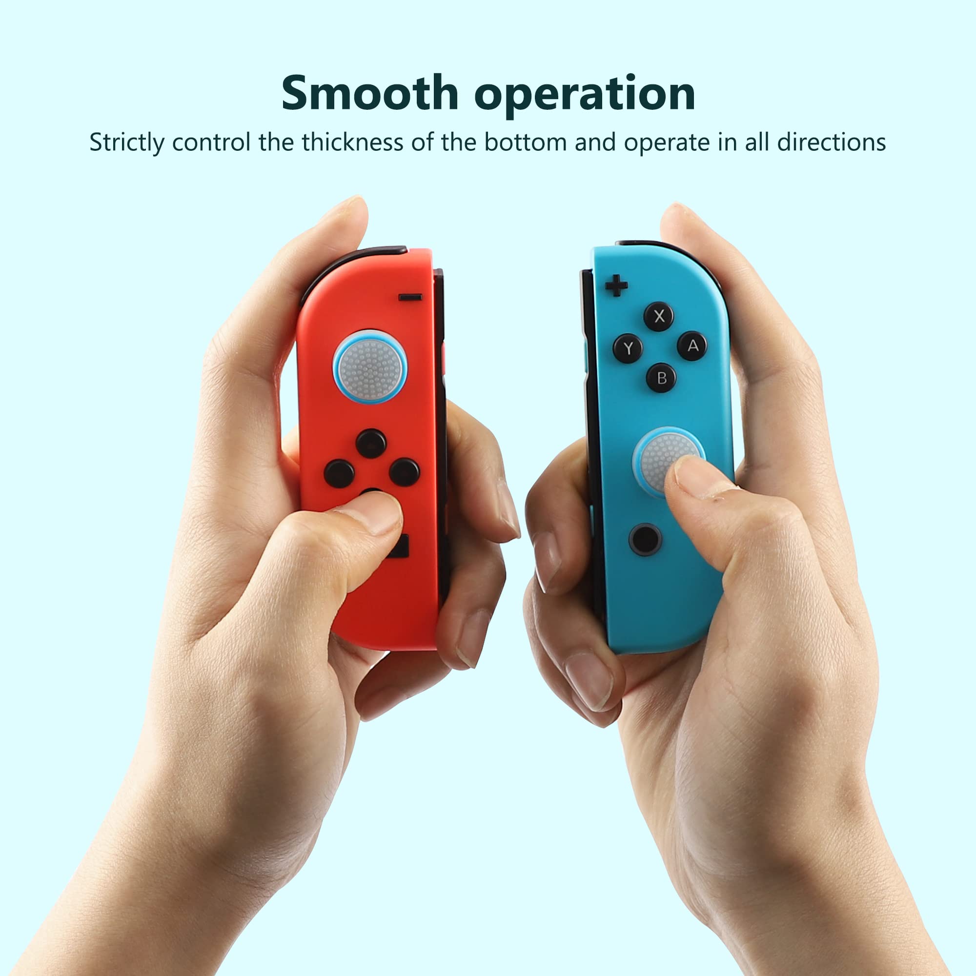 6PCS Non-Slip Silicone Thumb Grip Caps for Nintendo Switch Joycon/OLED/Lite Controllers - Transparent Blue Joystick Covers for Enhanced Gaming Comfort & Control - Perfect for Long Gaming Sessions & Competitive Play
