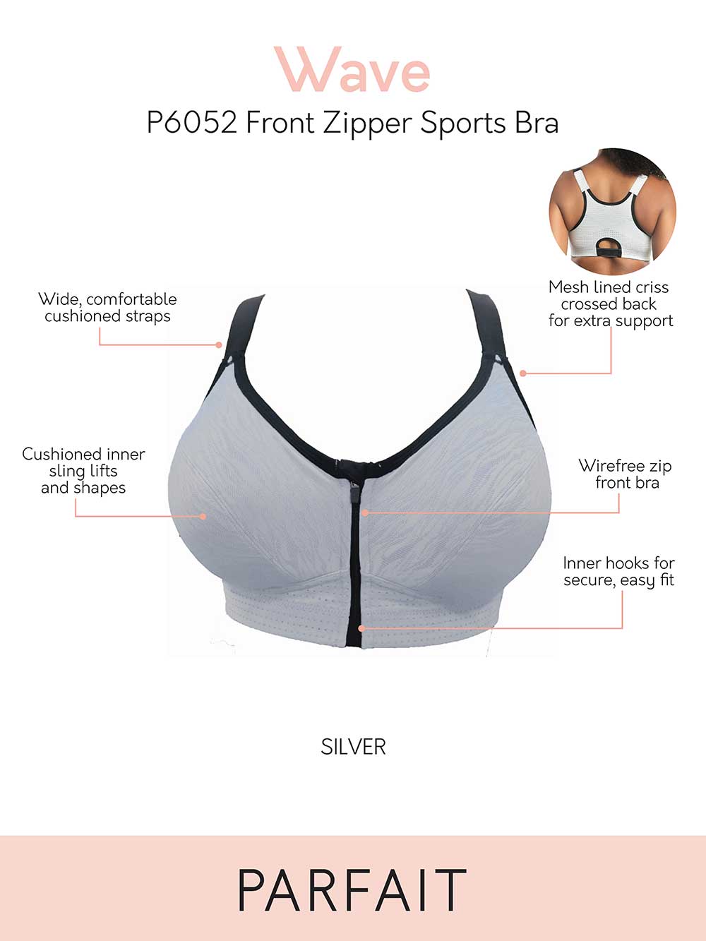 Wire-Free Zip Front Sports Bra for Women - Comfortable & Supportive Workout Bra for Running, Yoga & Gym