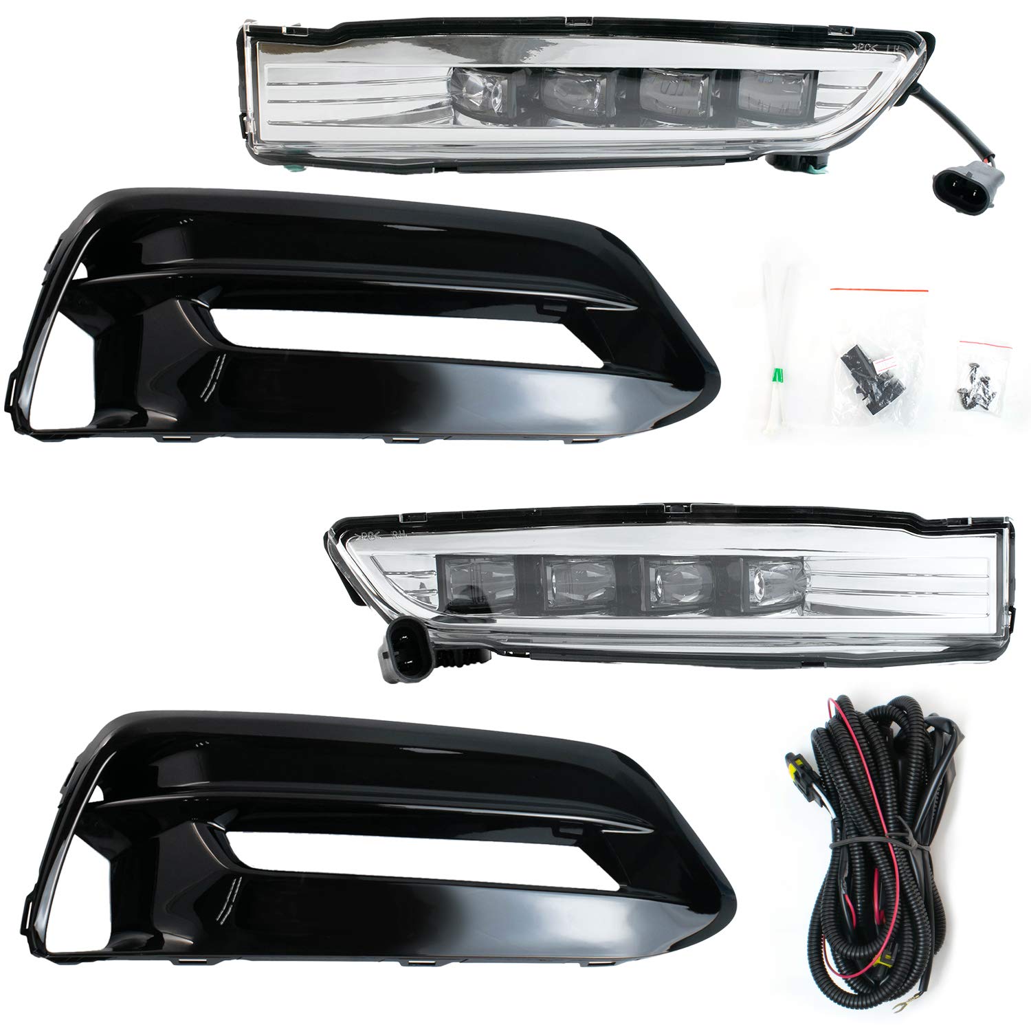 RP Remarkable Power LED Fog Lights for 2018-2020 Honda Accord Sedan - DRL Bumper Fog Lamps Bezel with 12V 7W LED Bulbs & Switch Kit (Driver & Passenger Side, FL7178) - Perfect for Night Driving and Foggy Conditions