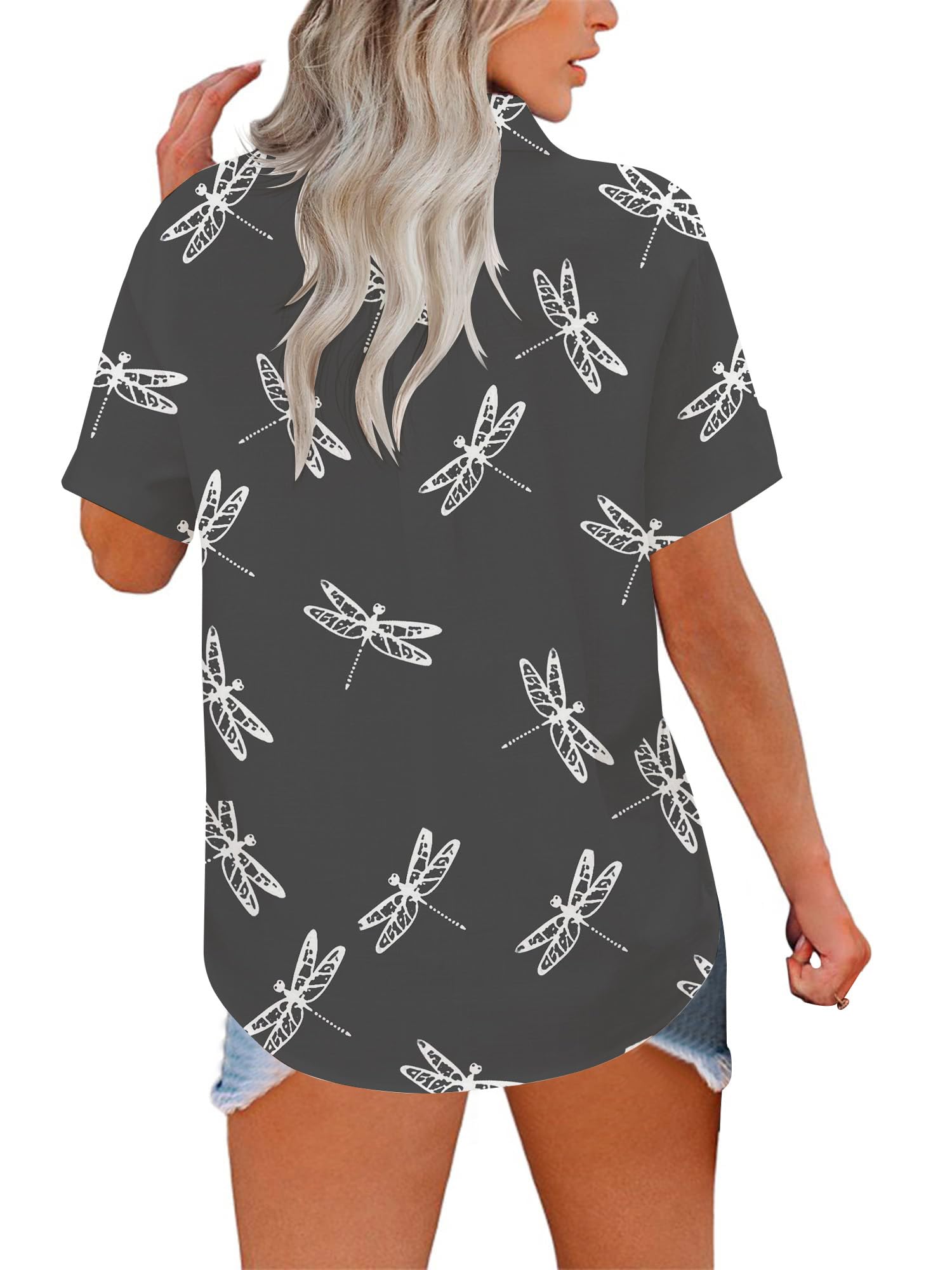Women's Floral Print V-Neck Short Sleeve T-Shirt - Summer Blouse for Casual & Dressy Wear - Perfect for Beach Outings, Brunch Dates & Office Casual Fridays