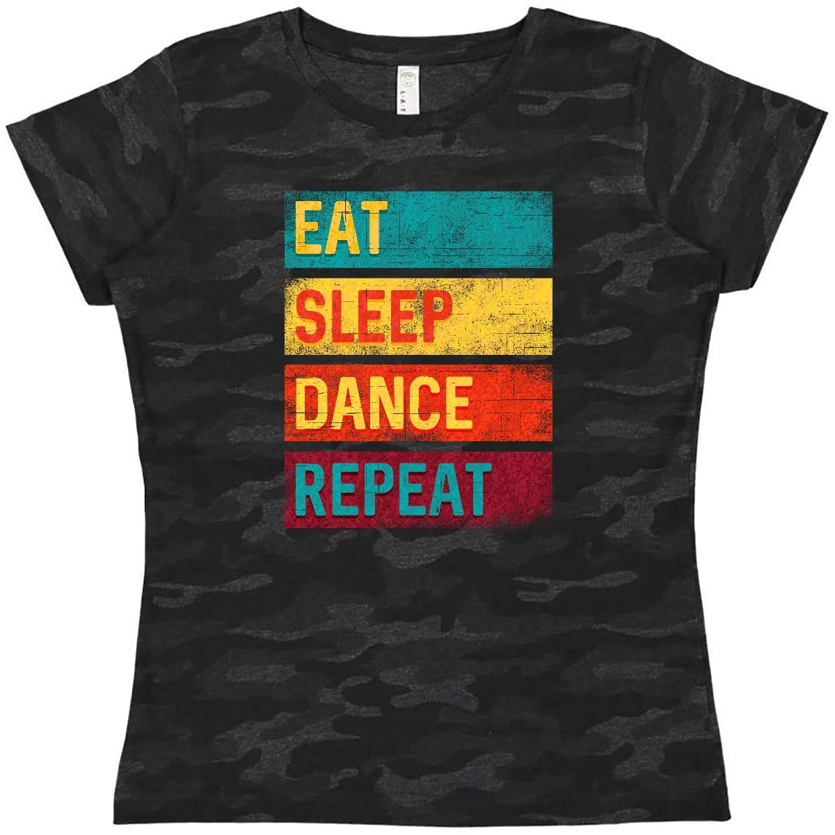 Inktastic Dancing Eat Sleep Dance Repeat Women's T-Shirt - Comfortable Casual Graphic Tee for Dance Lovers, Fitness & Everyday Wear