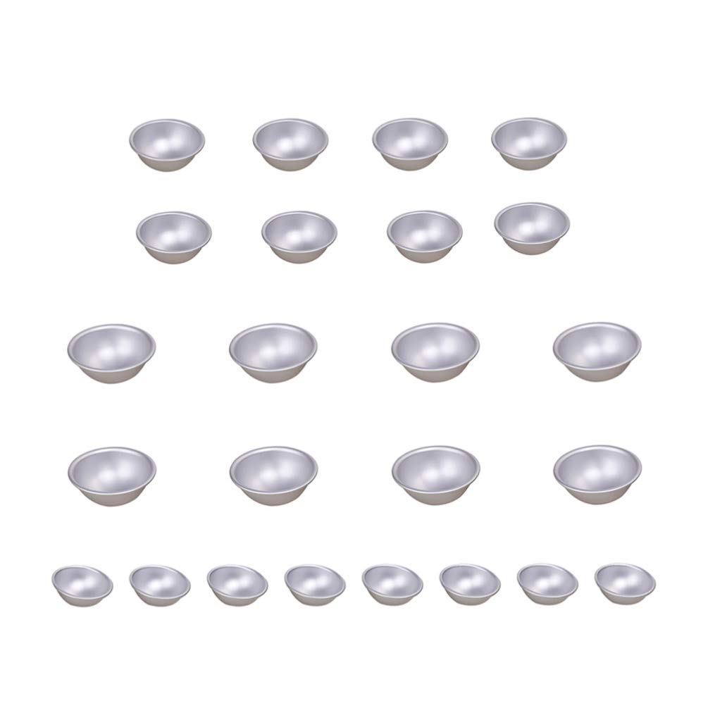 EXCEART 24pcs Aluminum Alloy Hemisphere Mold Set - Mini Cake Pans, Candle Molds, Cookie Cutters & 3D Bread Bakeware for Baking, Chocolate, Ice & DIY Crafts - Perfect for Birthday Parties, Wedding Desserts & Home Baking