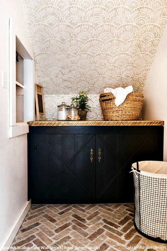Spanish Lace Scallop Wall Stencil - DIY Home Decor Painting Template for Walls, Furniture & Crafts | Perfect for Bedroom, Nursery & Living Room Accent Walls
