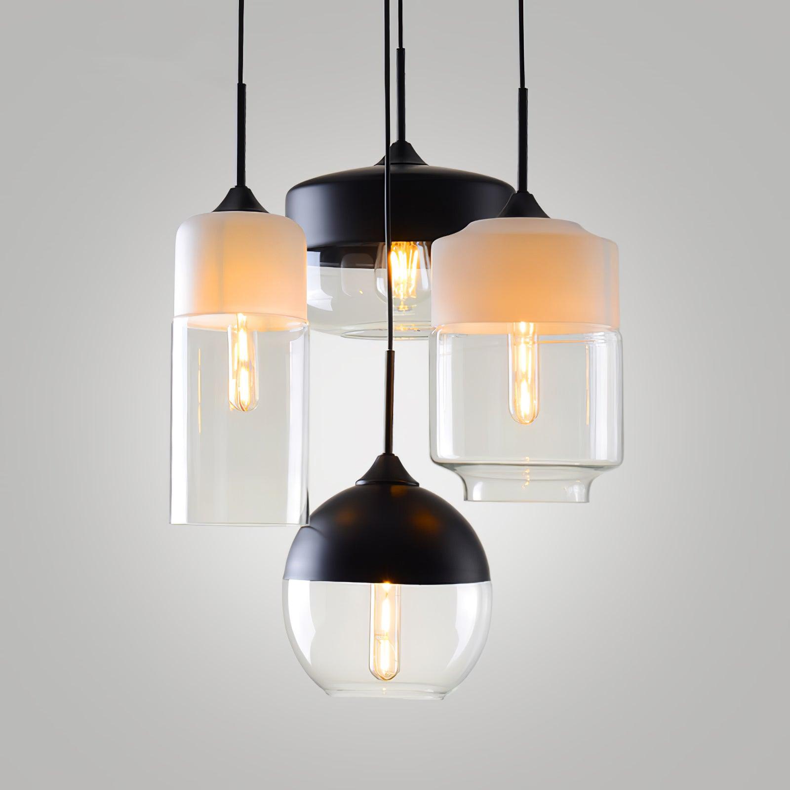 Eclisse Quartet Pendant Lamp - Modern 4-Light Hanging Fixture for Dining Room, Kitchen Island & Living Room Lighting