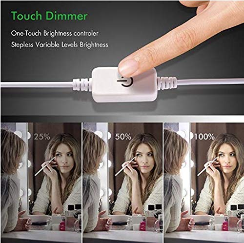 Hollywood LED Vanity Mirror Lights Kit - Dimmable Makeup Mirror Lights for Dressing Room (10 Bulbs, USB)