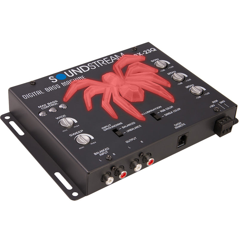 Soundstream BX-23Q Car Audio Bass Processor - 3-Band EQ, RGB LED Lighting for Enhanced Sound Quality | Perfect for Car Audio Systems & Bass Enthusiasts