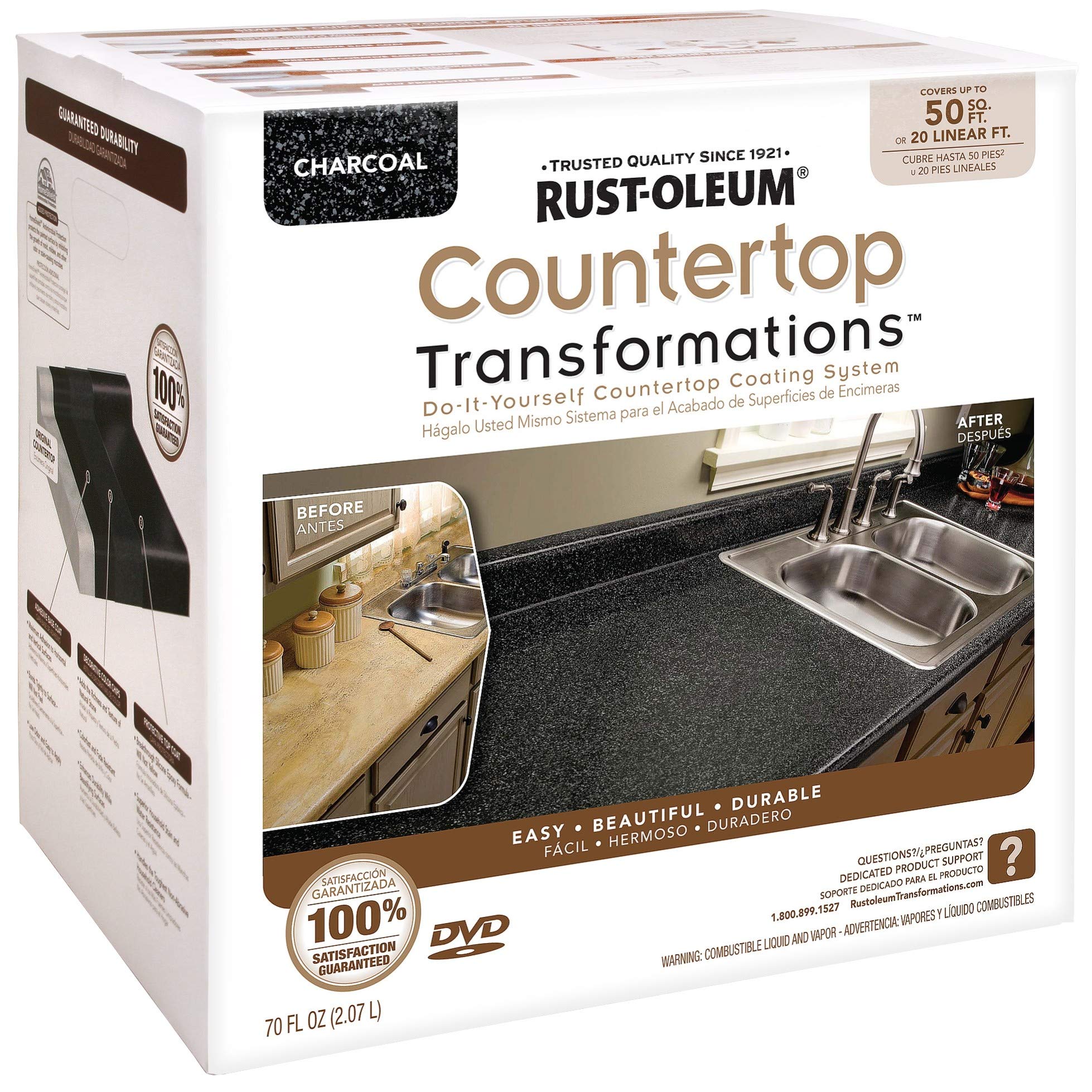 Rust-Oleum Countertop Transformations Kit - Large Charcoal Kit for DIY Countertop Resurfacing | Perfect for Kitchen & Bathroom Renovations