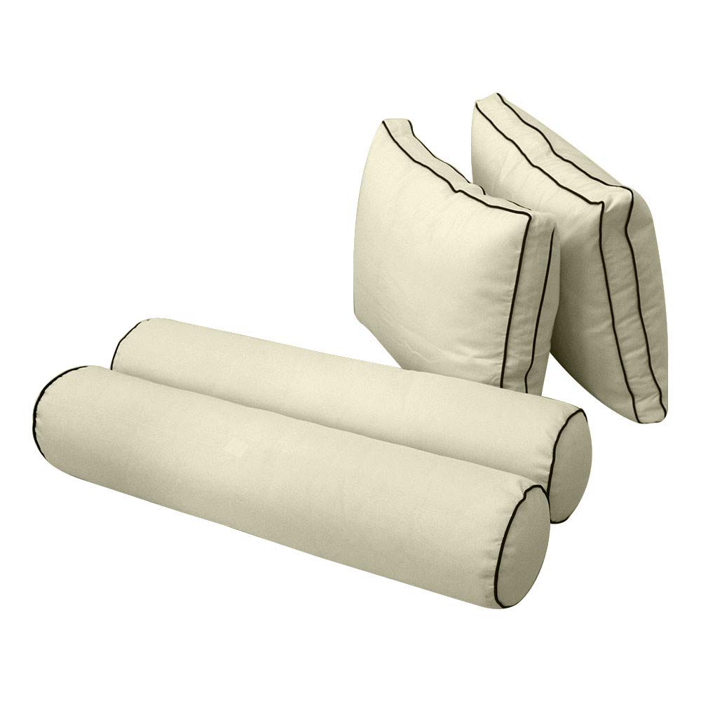 **Prolinemax Style1 Full Size 5-Piece Outdoor Daybed Set - Contrast Piping Mattress Cover, Bolster Pillow & Fitted Sheet - AD005 - Perfect for Patio, Poolside & Garden Relaxation**