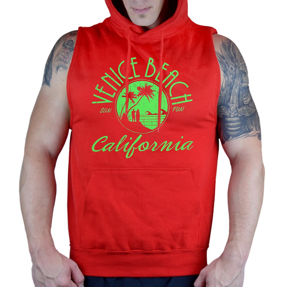 Interstate Apparel Men's Venice Beach Sleeveless Vest Hoodie - Lightweight Athletic Zip-Up for Gym, Running & Outdoor Activities