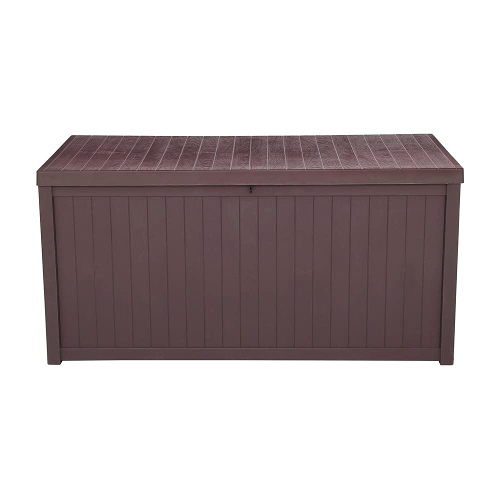 MengK 113 Gallon 430L Outdoor Garden Plastic Storage Deck Box - Waterproof Lockable Seat for Tools, Cushions & Toys - Perfect for Patio, Backyard & Poolside Storage